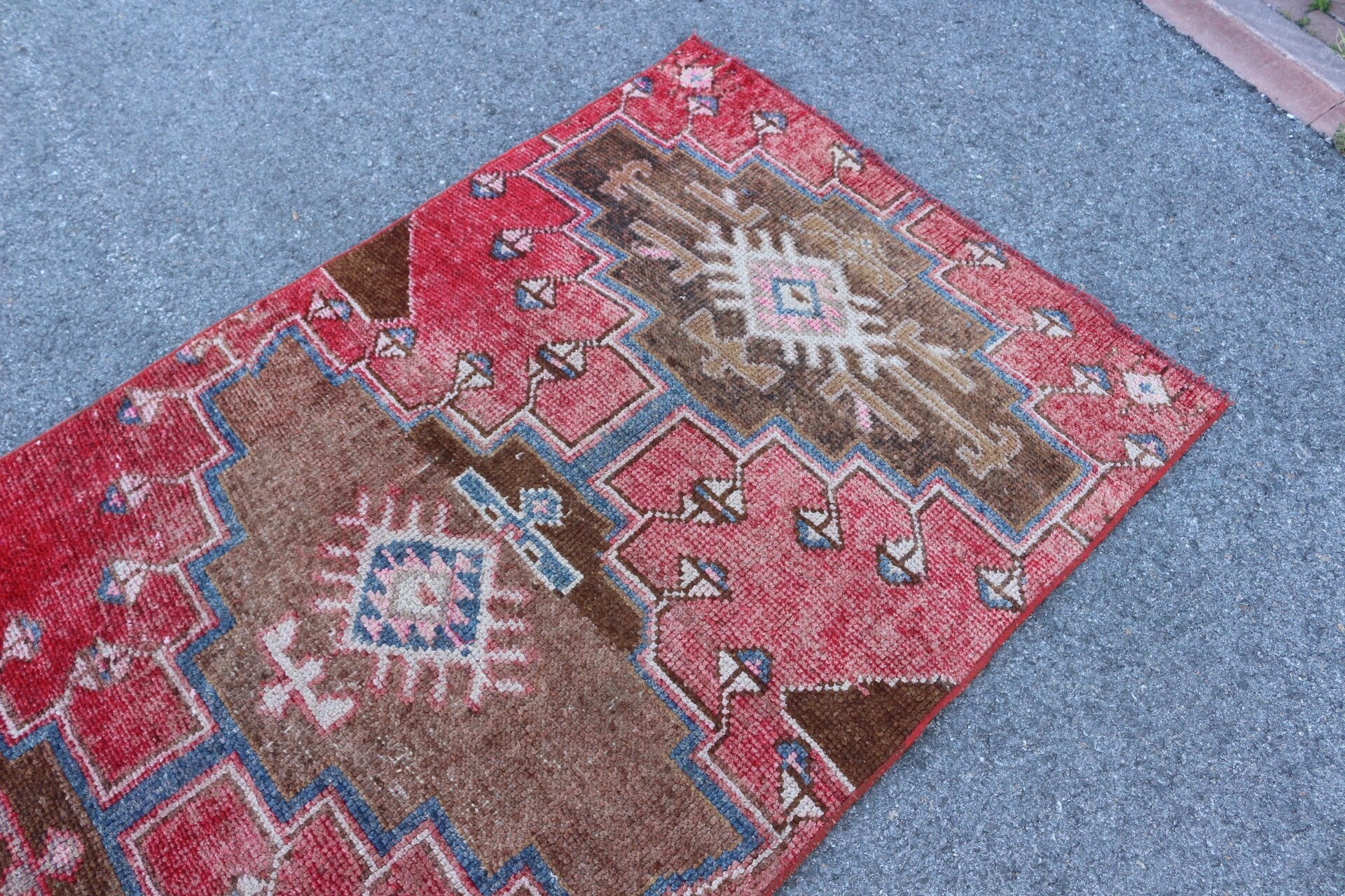 Corridor Rug, 3.5x11.5 ft Runner Rug, Red Anatolian Rug, Rugs for Kitchen, Kitchen Rugs, Cool Rug, Vintage Rug, Turkish Rug, Wool Rug