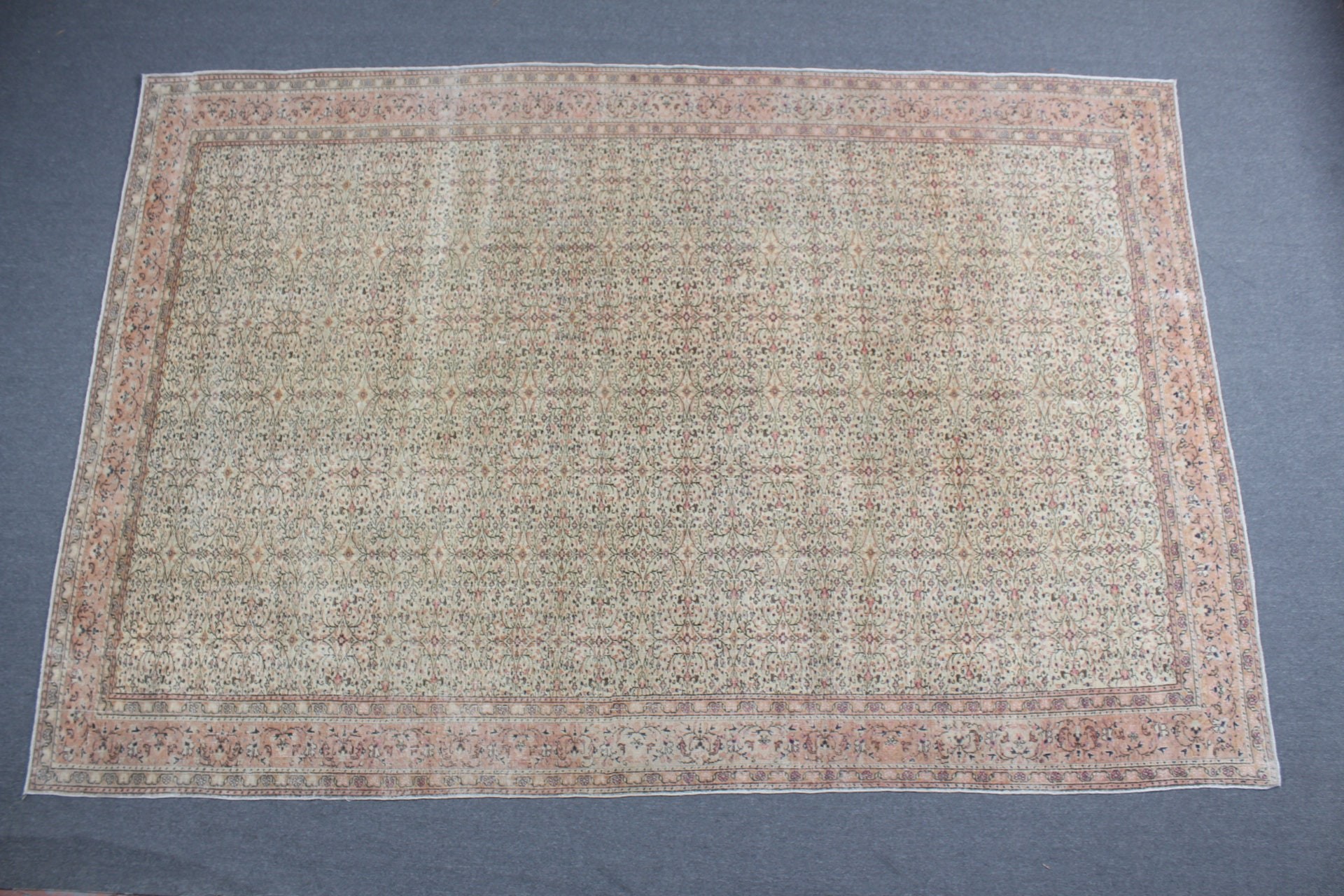 Yemek Odası Halıları, Yün Halı, Türk Halıları, Bej Anadolu Halıları, Oturma Odası Halısı, 7.6x11.3 ft Büyük Boy Halılar, Vintage Halı