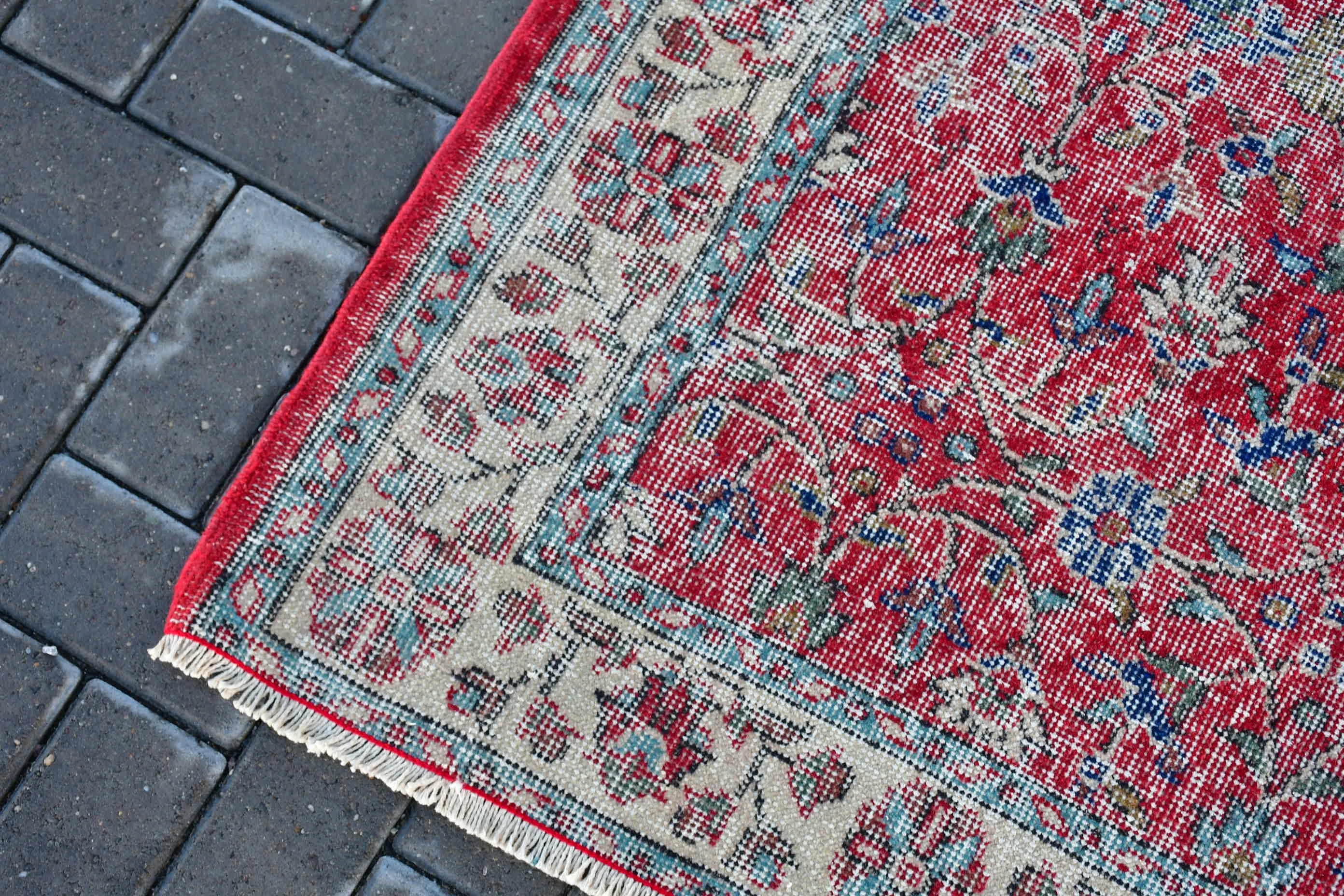 Red Cool Rug, Kitchen Rug, Anatolian Rug, Living Room Rug, Turkish Rug, Floor Rug, 3.9x6.9 ft Area Rug, Vintage Rug, Rugs for Indoor