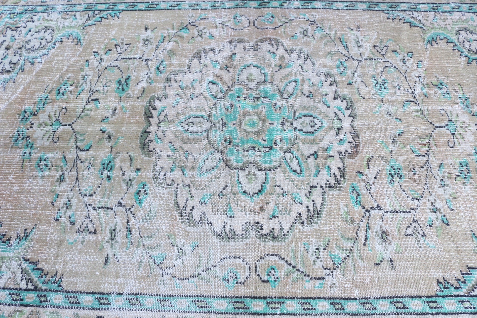 Antique Rug, Floor Rug, Dining Room Rug, 5x8 ft Area Rug, Turkish Rugs, Vintage Rug, Rugs for Kitchen, Living Room Rug, Beige Wool Rug