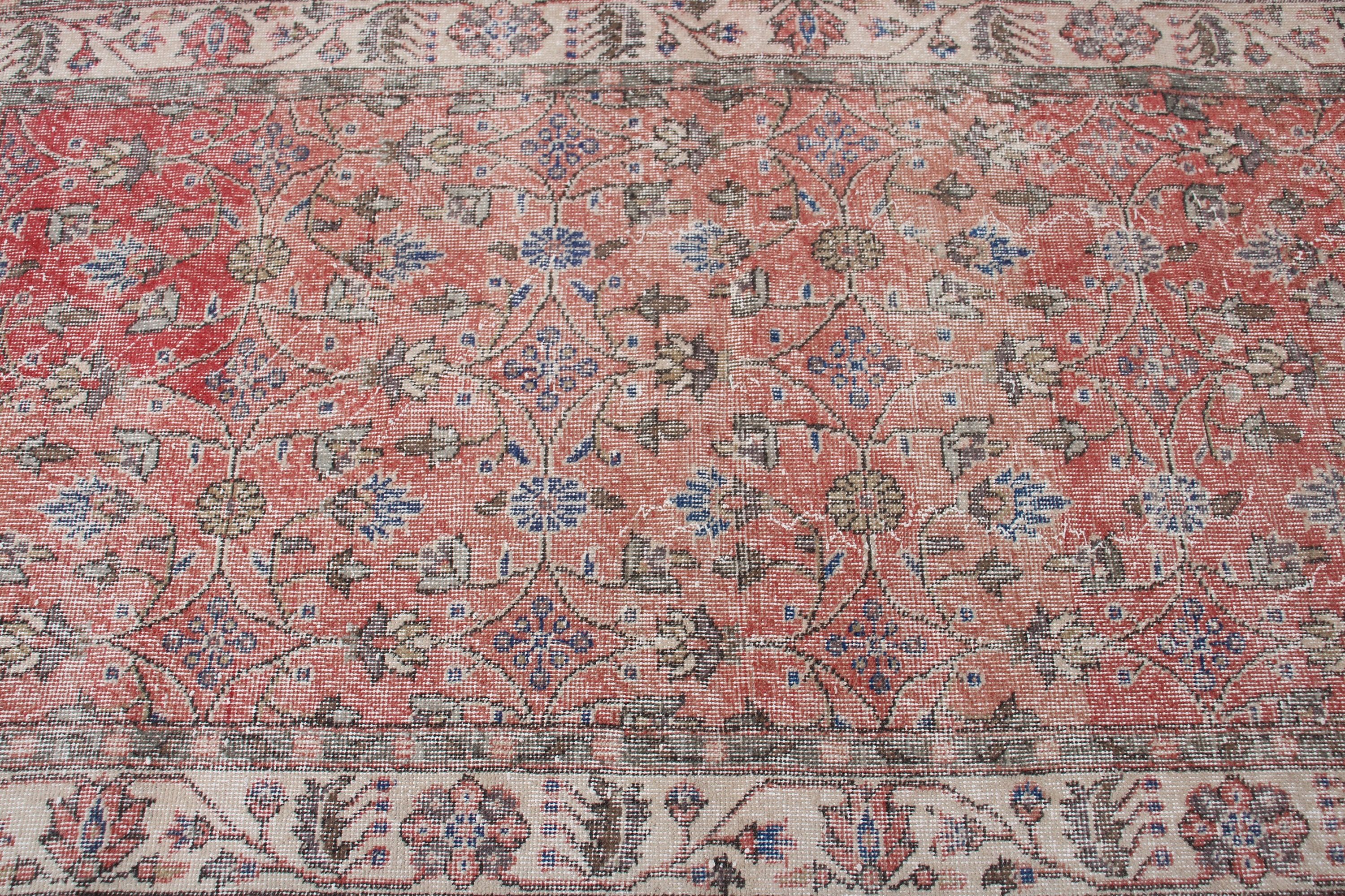 Türk Halıları, Boho Halısı, Vintage Halı, Yün Halısı, Kırmızı Yatak Odası Halıları, Oturma Odası Halıları, Oushak Bölgesi Halıları, 3.7x7 ft Alan Halıları, El Dokuma Halıları