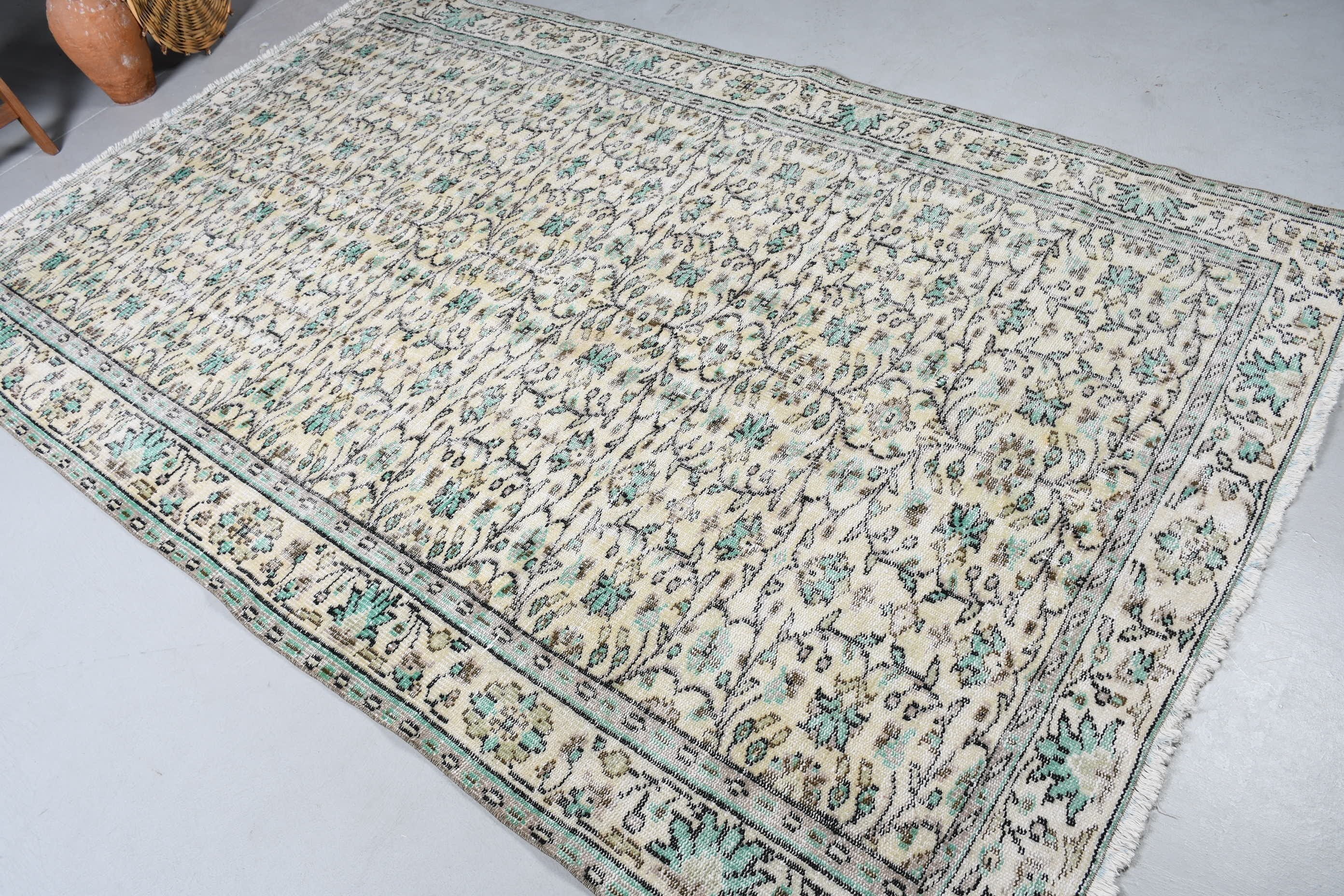 5.6x8.9 ft Large Rug, Floor Rug, Beige Moroccan Rug, Vintage Rug, Dining Room Rug, Anatolian Rug, Salon Rug, Turkish Rugs, Handwoven Rug