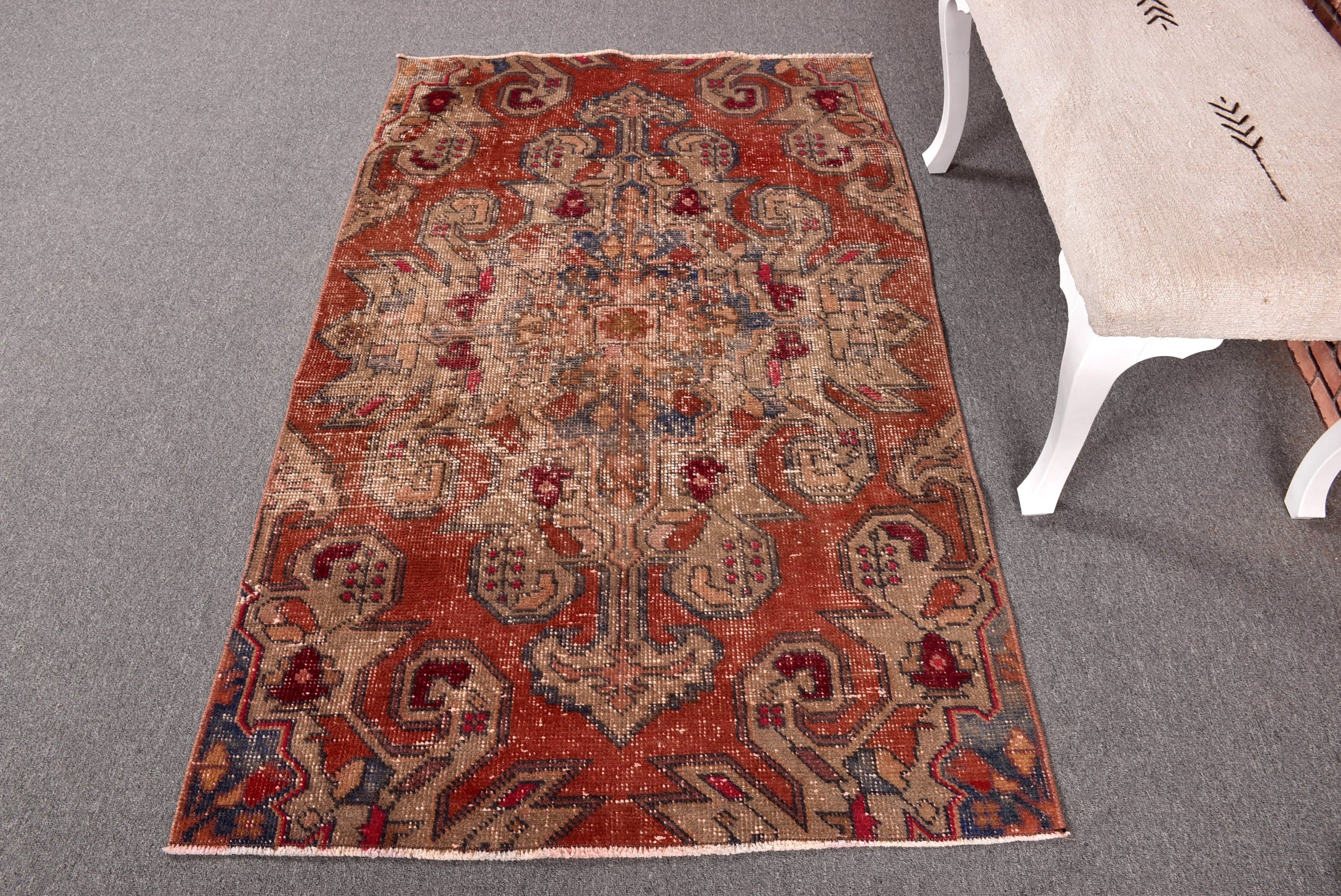 Boho Accent Rug, 3.5x5.5 ft Accent Rug, Moroccan Rugs, Vintage Rugs, Vintage Accent Rug, Turkish Rugs, Red Statement Rugs