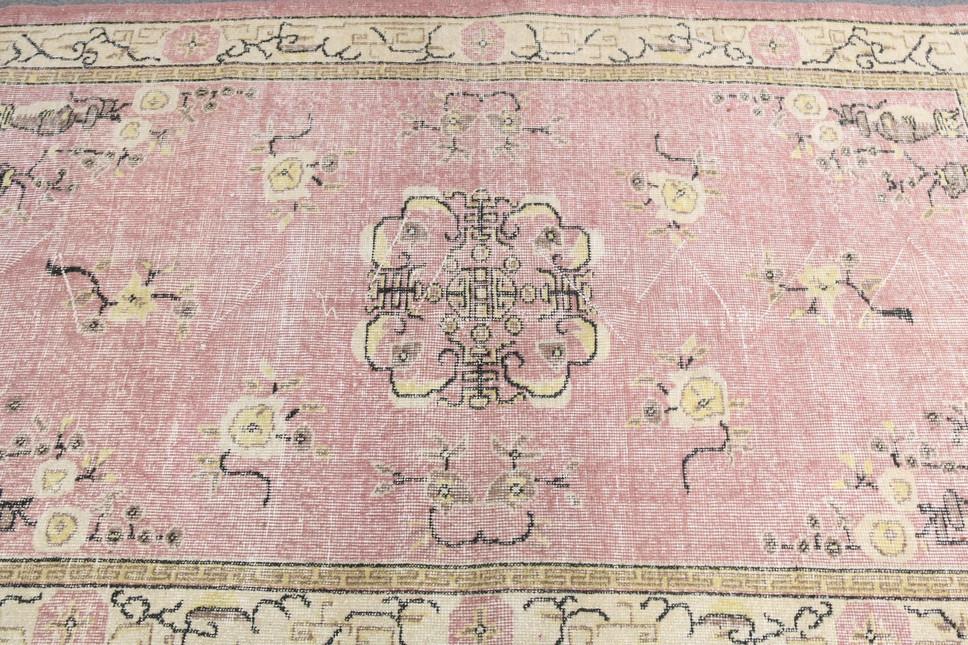 3.8x6.4 ft Area Rugs, Turkish Rug, Boho Rug, Ethnic Rugs, Pink Antique Rug, Vintage Rugs, Neutral Rugs, Dining Room Rugs, Rugs for Floor