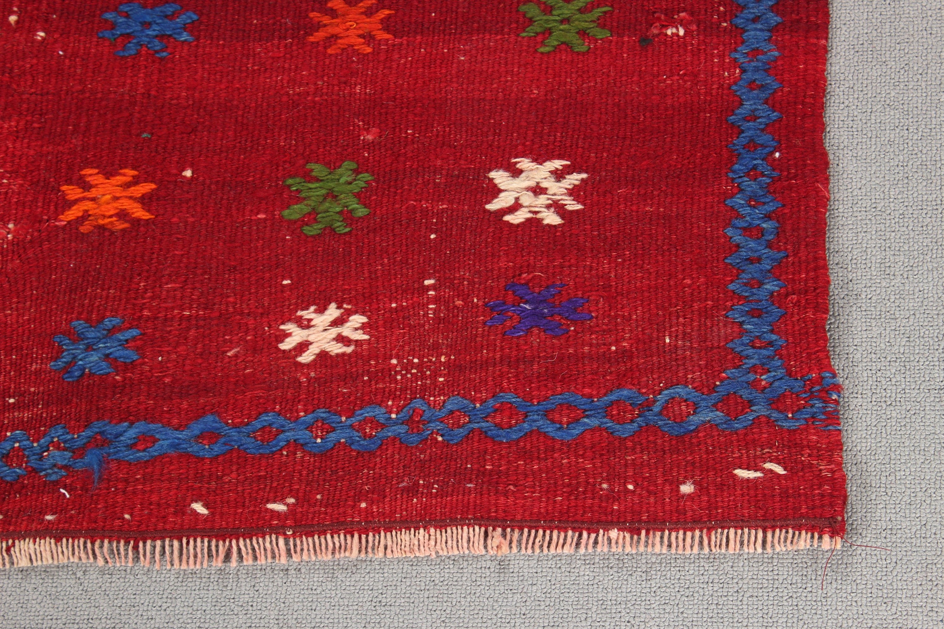 Turkish Rug, Antique Rugs, Red Bedroom Rugs, Vintage Rug, Kitchen Rugs, 3.1x3.3 ft Small Rug, Bath Rug, Tribal Rug, Nursery Rugs, Kilim