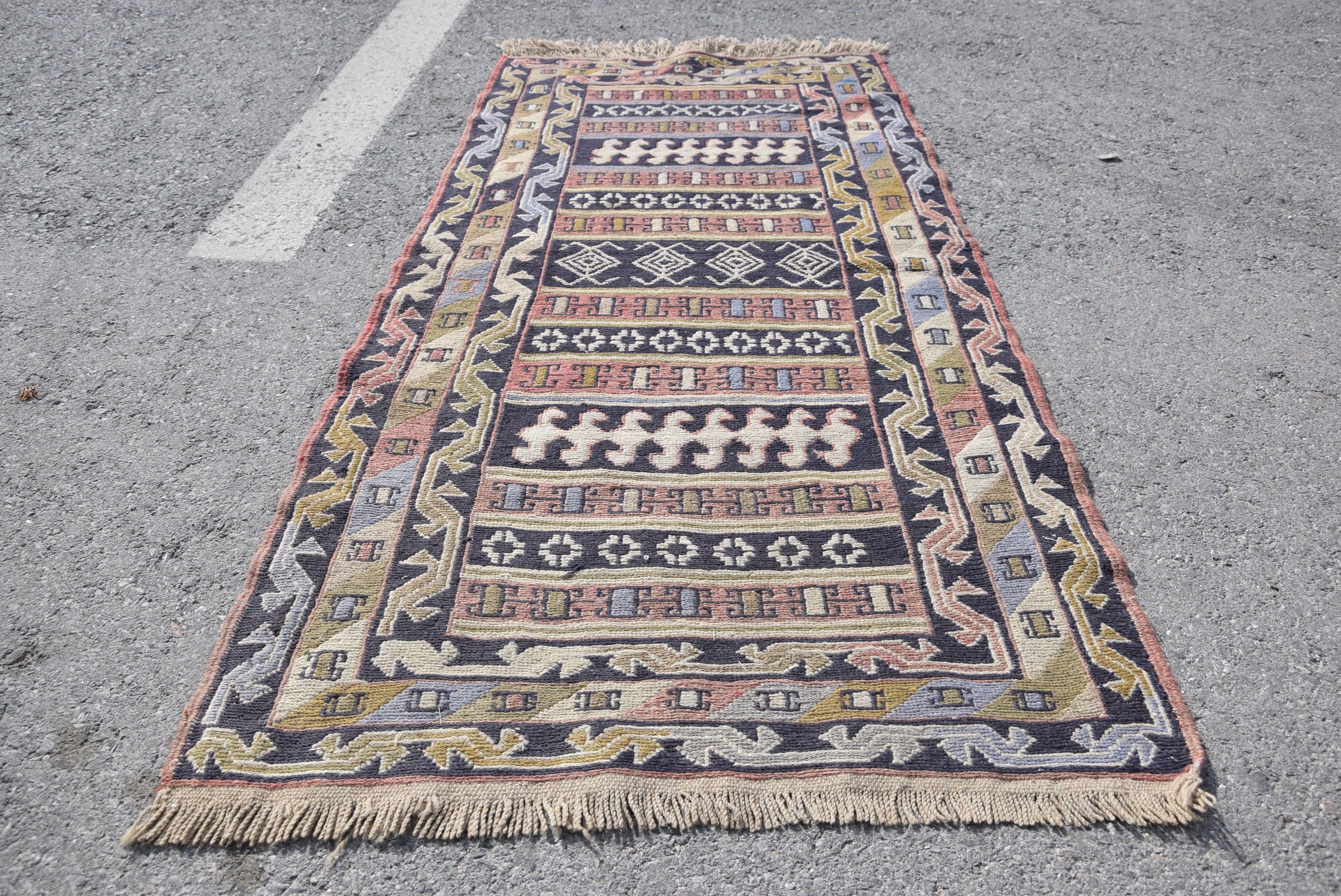 Nursery Rug, Floor Rugs, 2.3x4.6 ft Small Rug, Turkish Rug, Car Mat Rugs, Vintage Rug, Blue Wool Rugs, Kitchen Rug, Cute Rug, Kilim