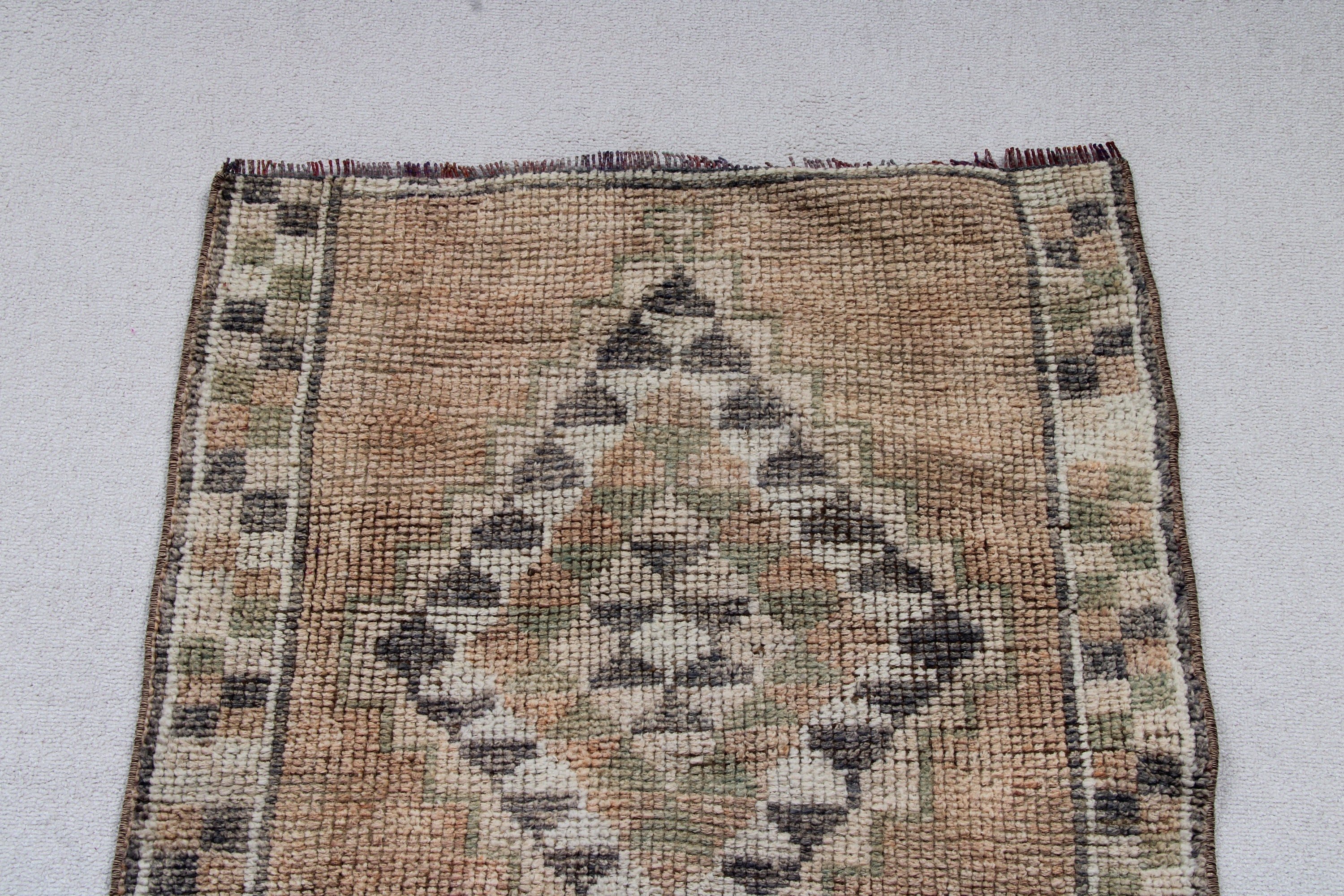 Kahverengi Nötr Halı, Vintage Halı, Koridor Halısı, Türk Halısı, 2,5x11,3 ft Runner Halıları, Ev Dekorasyonu Halıları, Mutfak Halıları, Fas Halıları, Aztek Halısı