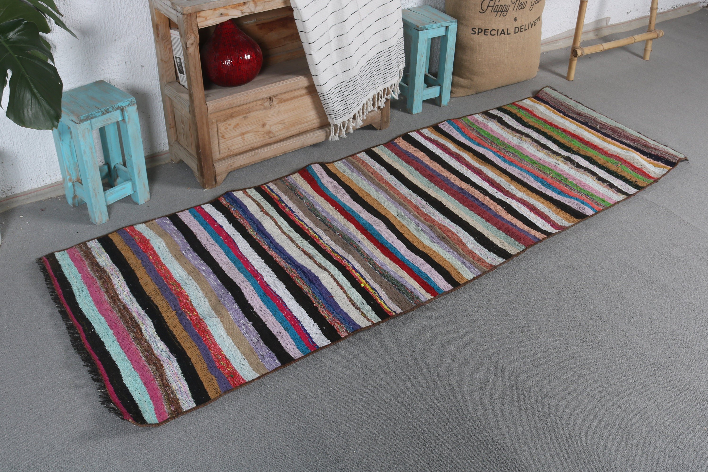 2.5x7.2 ft Runner Rugs, Kilim, Rainbow Home Decor Rug, Hallway Rug, Anatolian Rug, Vintage Rugs, Turkish Rugs, Oriental Rug, Stair Rugs