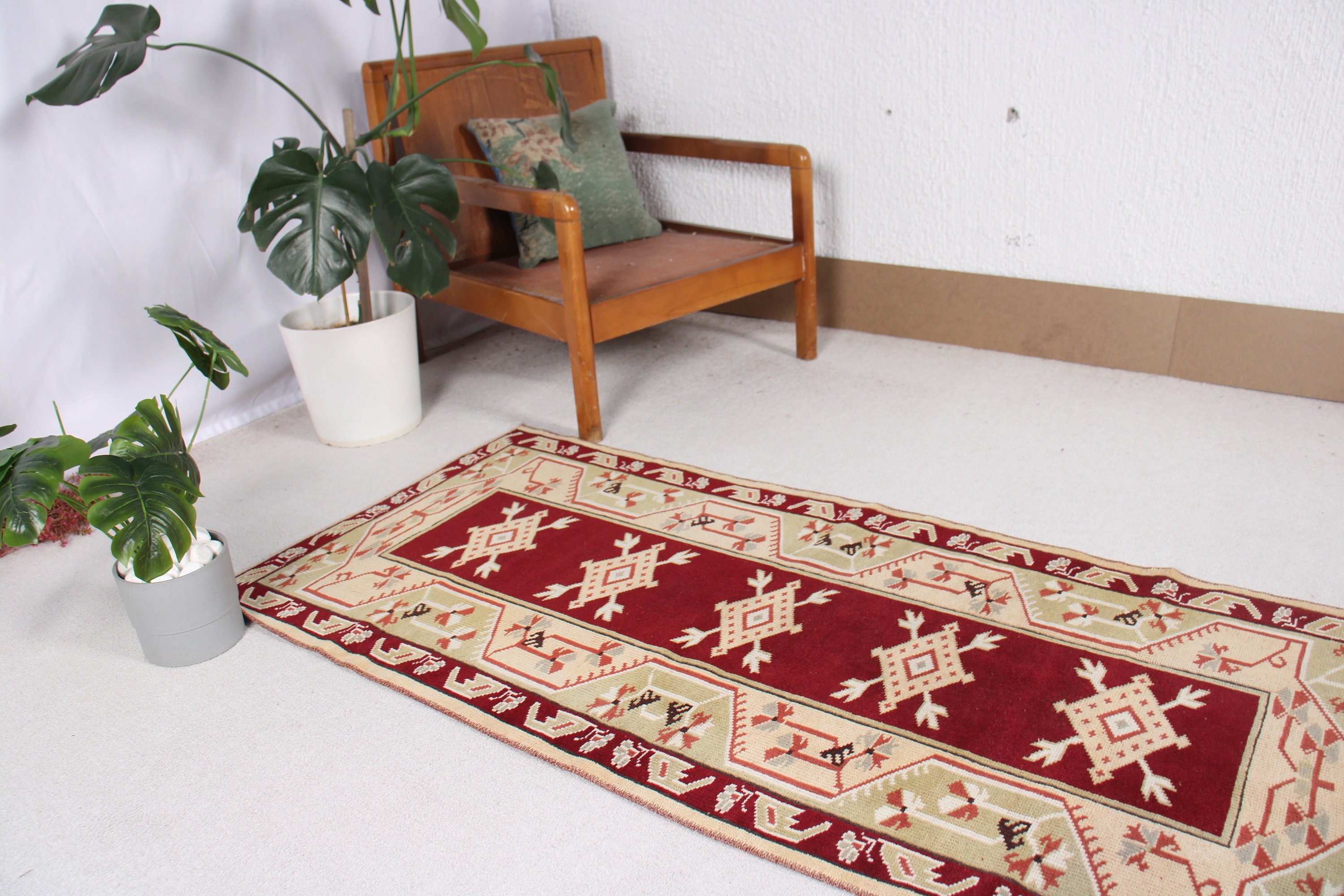 Turkish Rugs, Red Statement Rug, 2.6x5.4 ft Small Rugs, Vintage Rug, Outdoor Rug, Bedroom Rugs, Nursery Rugs, Boho Rugs