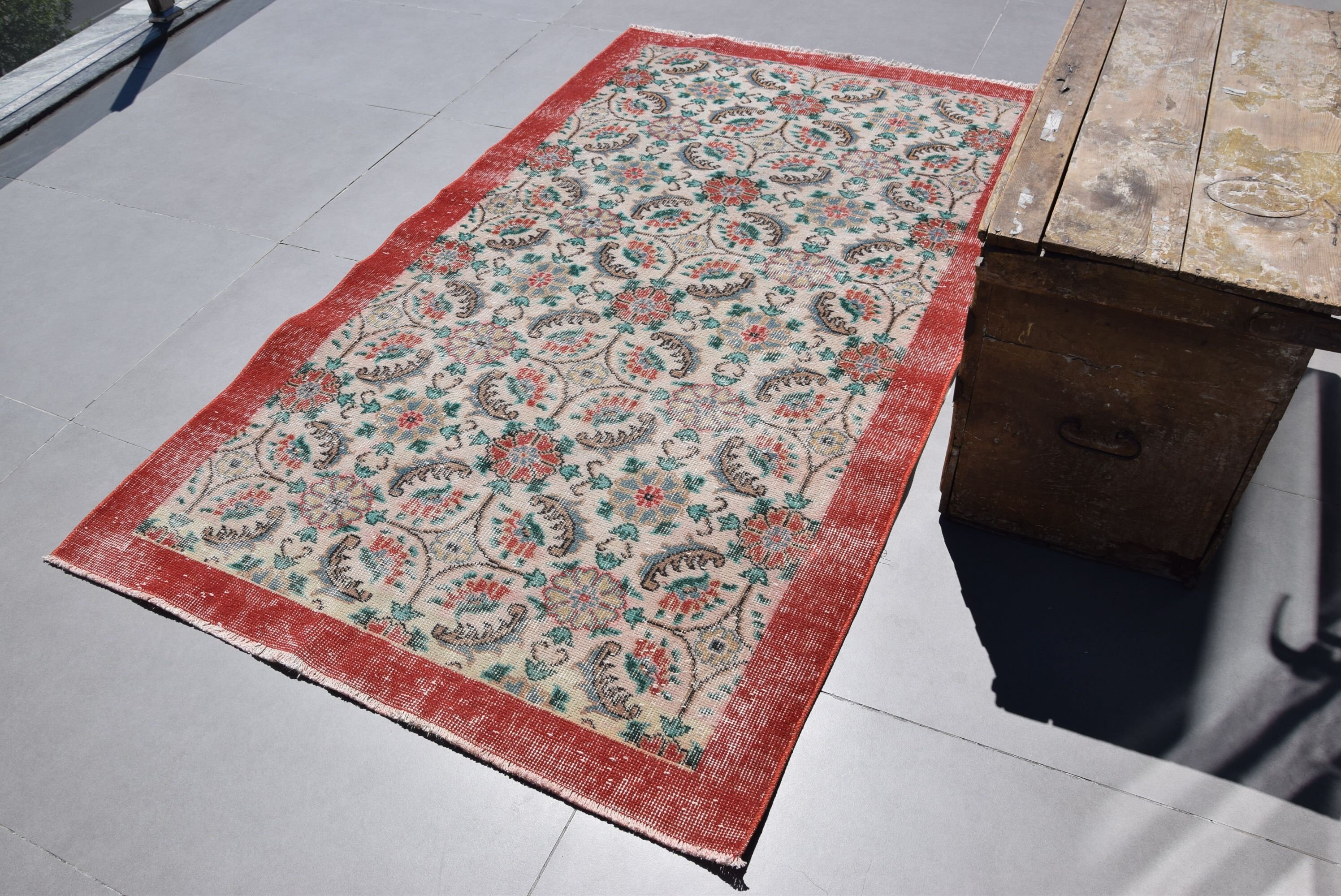 Pembe Oryantal Halılar, Yatak Odası Halıları, Vintage Halılar, Türk Halısı, Oturma Odası Halıları, Anadolu Halısı, 3.9x6.8 ft Alan Kilim, Yün Halı, Sessiz Halı