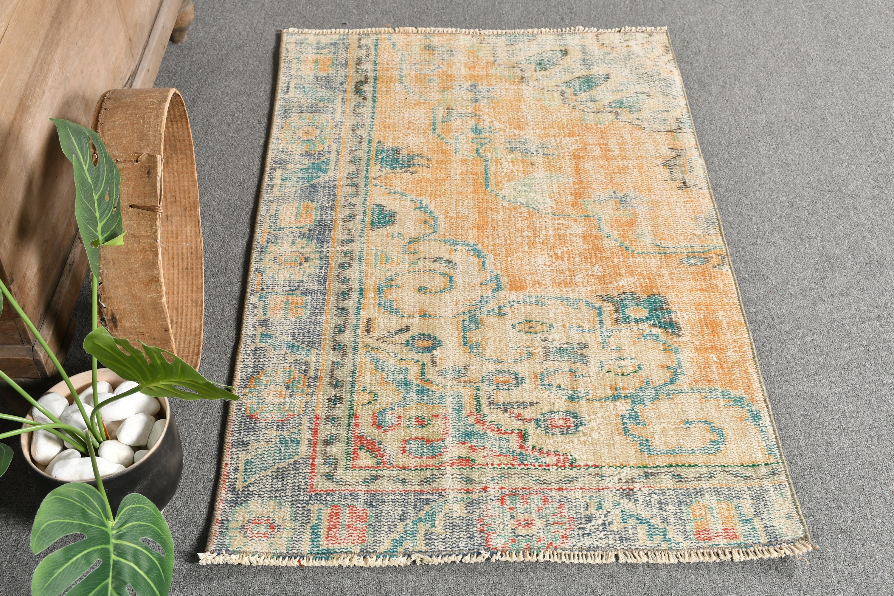 Organic Rug, Turkish Rugs, Rugs for Bedroom, Vintage Rugs, Yellow  2.5x3.8 ft Small Rug, Kitchen Rug, Nursery Rugs, Cool Rug