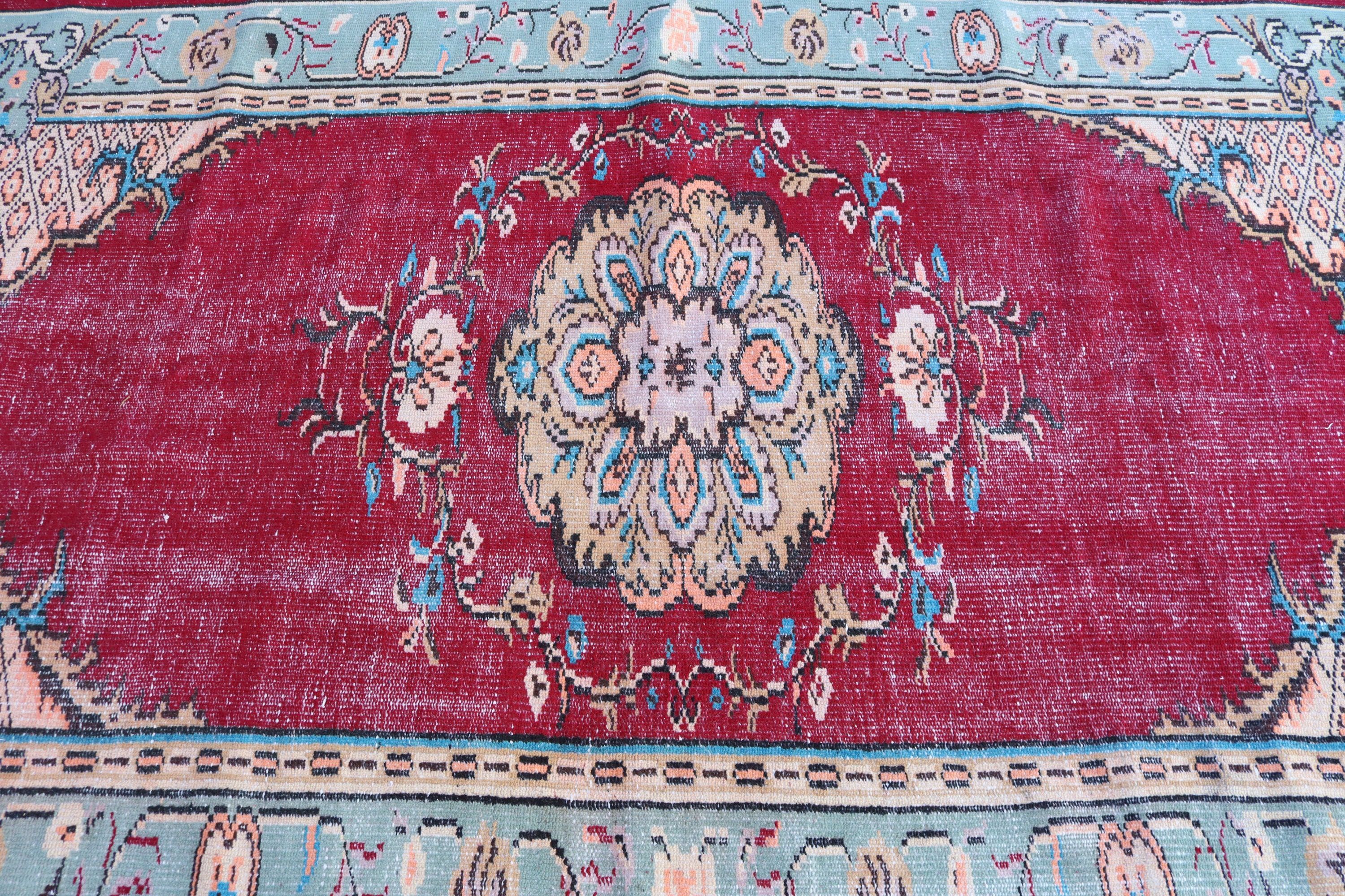 5.3x8.1 ft Büyük Halı, El Dokuma Halılar, Yemek Odası Halıları, Kırmızı Yer Halısı, Düz Dokuma Halılar, Boho Halı, Vintage Halı, Türk Halısı, Oturma Odası Halıları