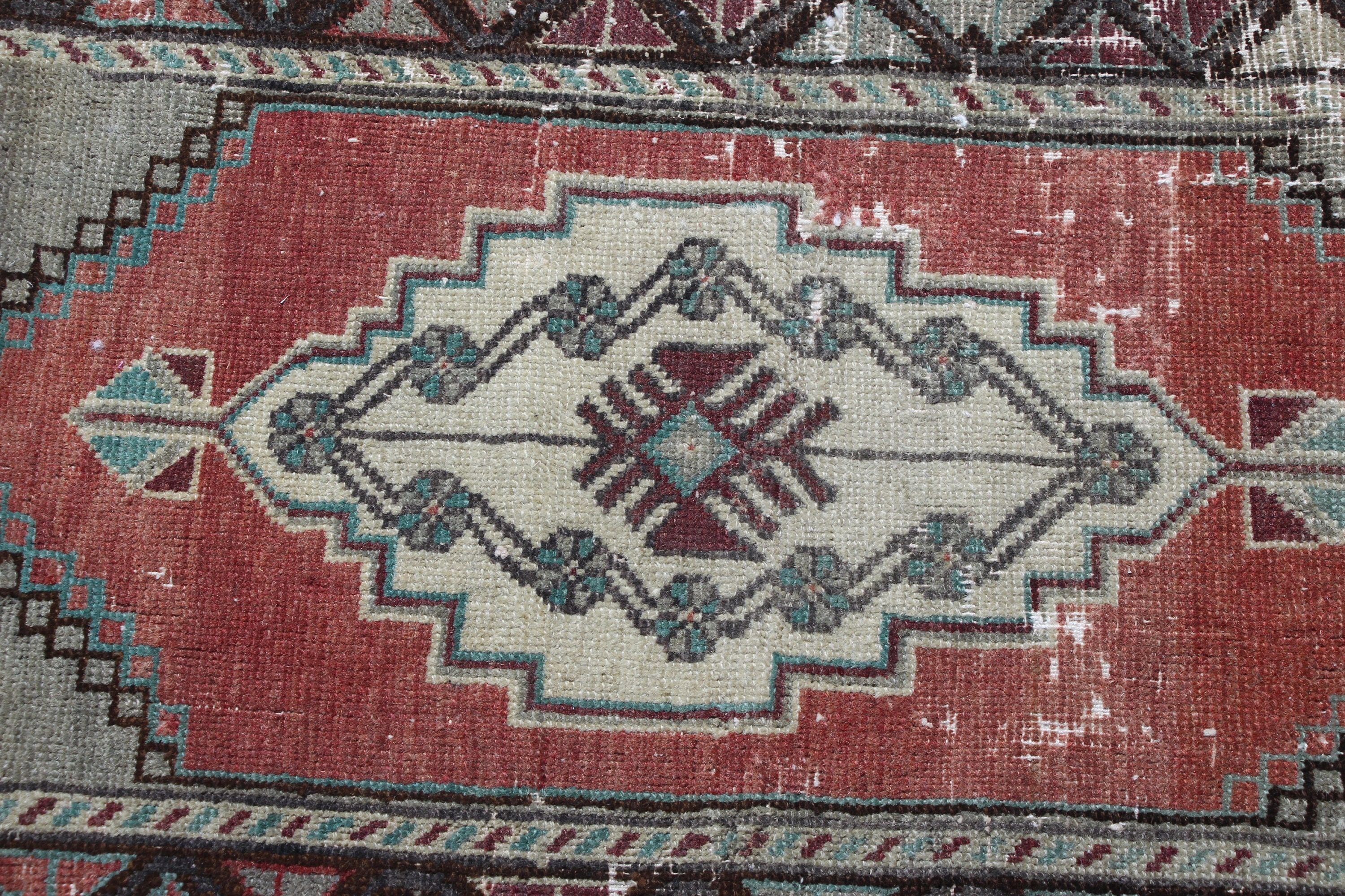 Anatolian Rug, Bright Rug, Kitchen Rug, Wall Hanging Rug, Vintage Rugs, 1.3x3.1 ft Small Rug, Turkish Rug, Bath Rug, Red Moroccan Rug