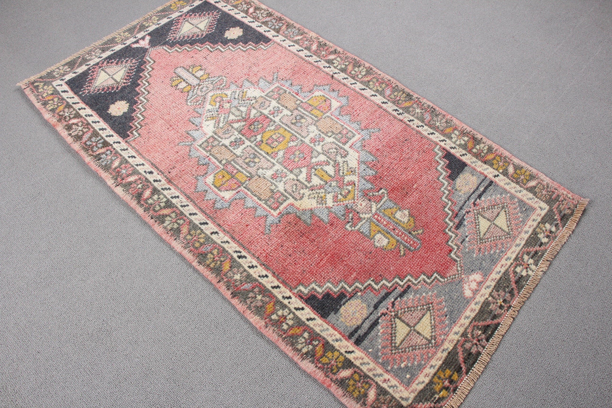 Oushak Rugs, Bathroom Rug, Red Wool Rugs, Vintage Rug, Antique Rugs, 1.9x3.4 ft Small Rugs, Kitchen Rugs, Turkish Rugs, Rugs for Bedroom