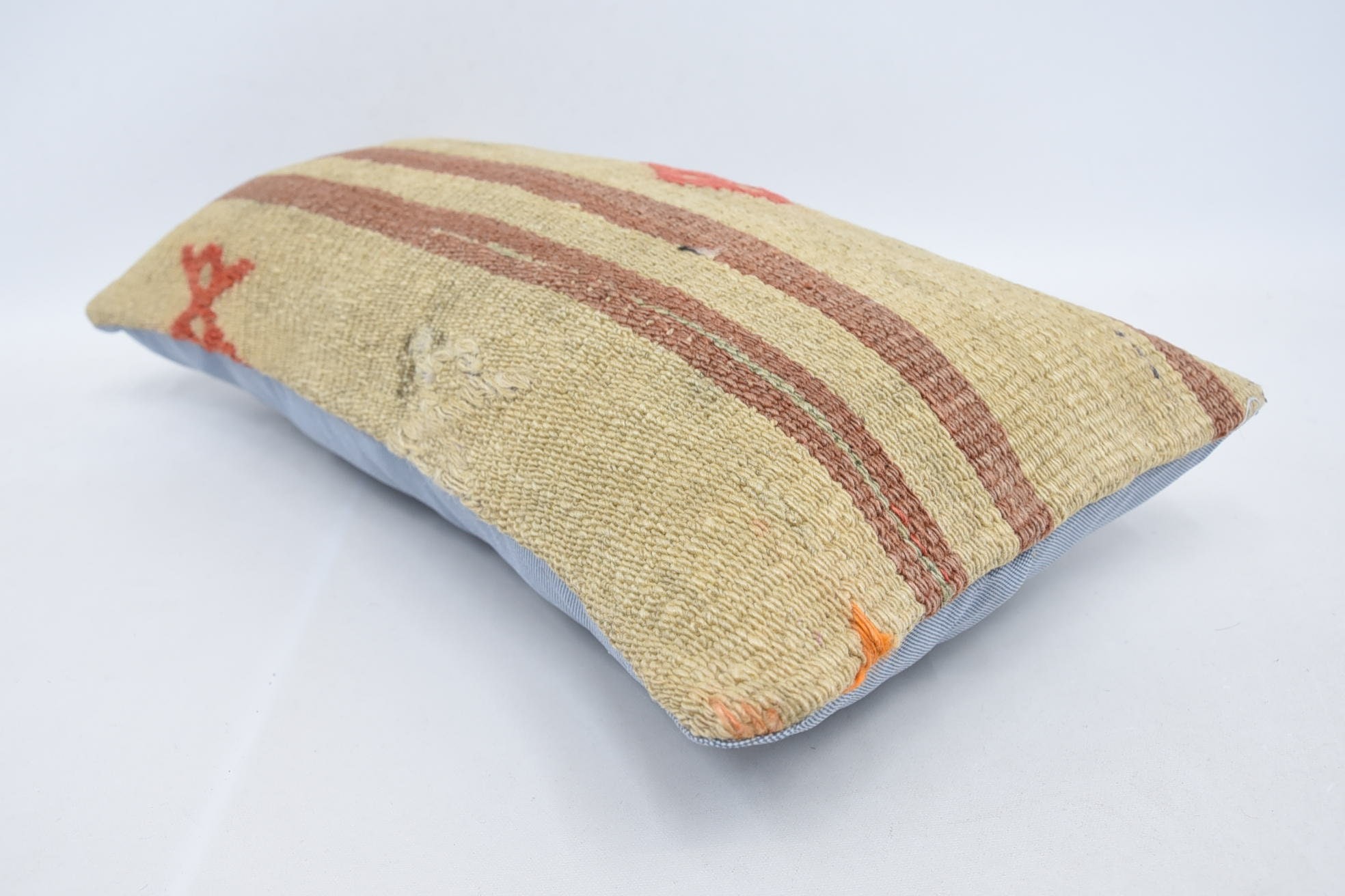 Handmade Kilim Cushion, 12"x24" Beige Cushion Cover, Home Decor Pillow, Aztec Cushion, Vintage Pillow, Outdoor Bolster Pillow Cover