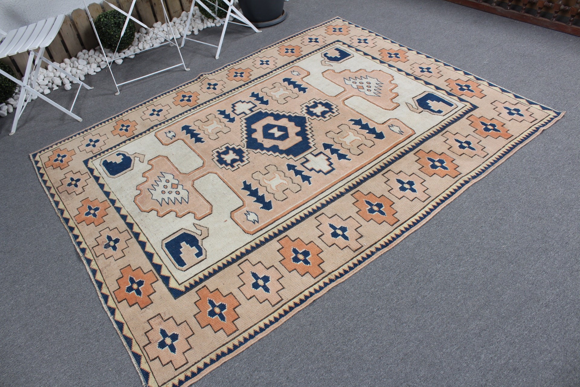 Living Room Rug, Cute Rug, Orange Bedroom Rugs, Home Decor Rugs, Kitchen Rug, 5.5x6.9 ft Area Rug, Turkish Rugs, Vintage Rugs, Nursery Rug