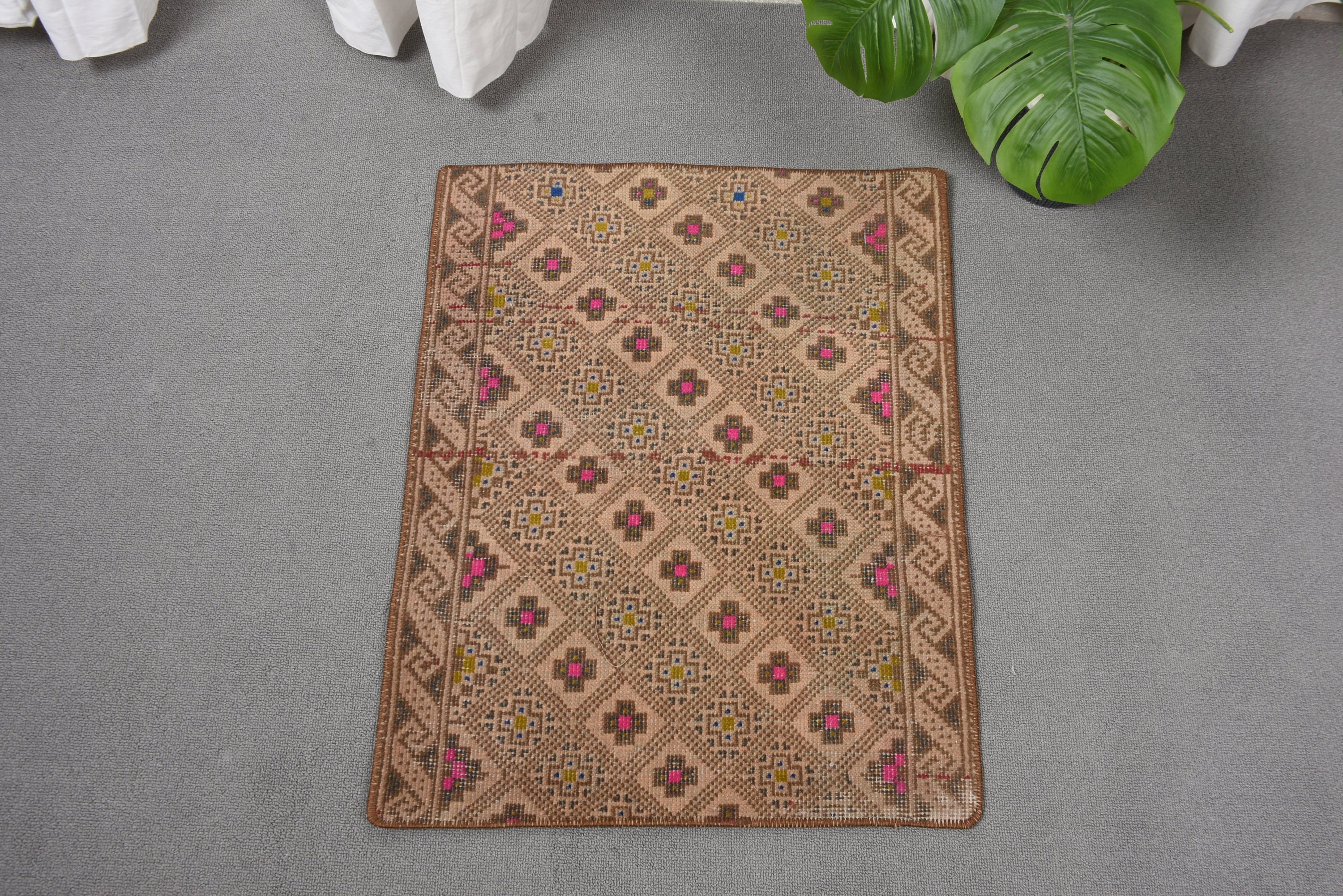 Vintage Rugs, Car Mat Rugs, Moroccan Rug, Turkish Rugs, Nursery Rug, Oushak Rug, Bohemian Rugs, 1.8x2.3 ft Small Rugs, Brown Modern Rugs