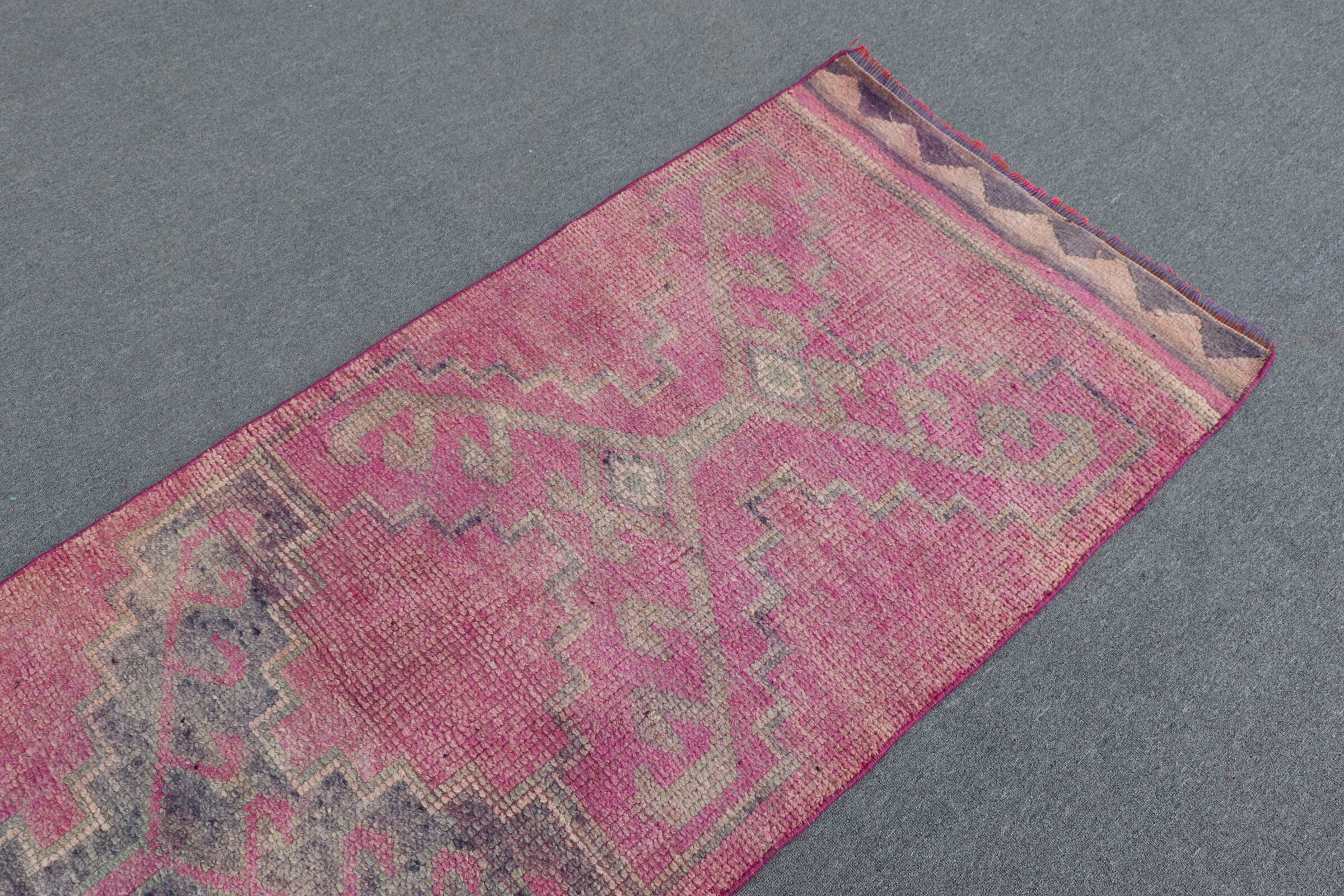 Ev Dekor Halısı, 2.9x10.3 ft Yolluk Halısı, Pembe Ev Dekor Halısı, Türk Halısı, Anadolu Halıları, Sevimli Halı, Vintage Halı, Mutfak Halısı, Koridor Halısı