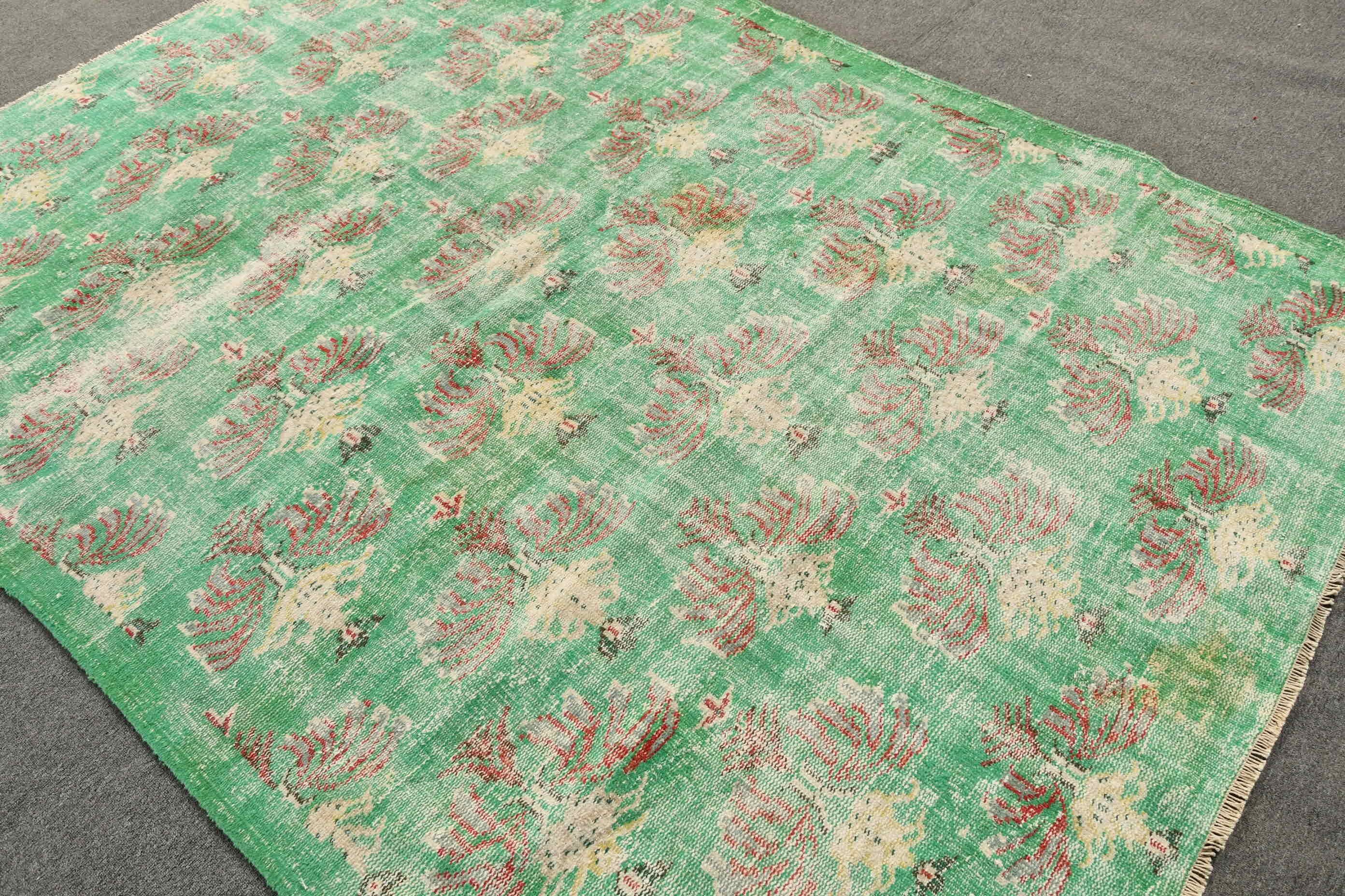 Bedroom Rugs, Rugs for Dining Room, Dining Room Rug, Turkish Rug, Kitchen Rug, 6.2x8.4 ft Large Rugs, Vintage Rug, Green Kitchen Rug