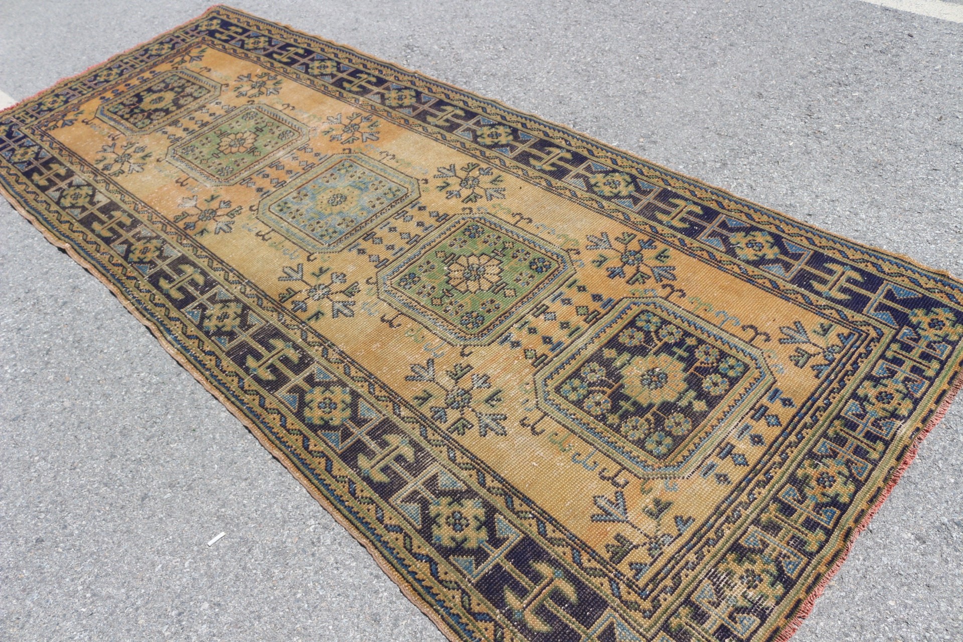 Rugs for Dining Room, Turkish Rug, Vintage Rug, Orange Bedroom Rug, 4.3x10.5 ft Large Rug, Floor Rugs, Bedroom Rug, Dining Room Rug