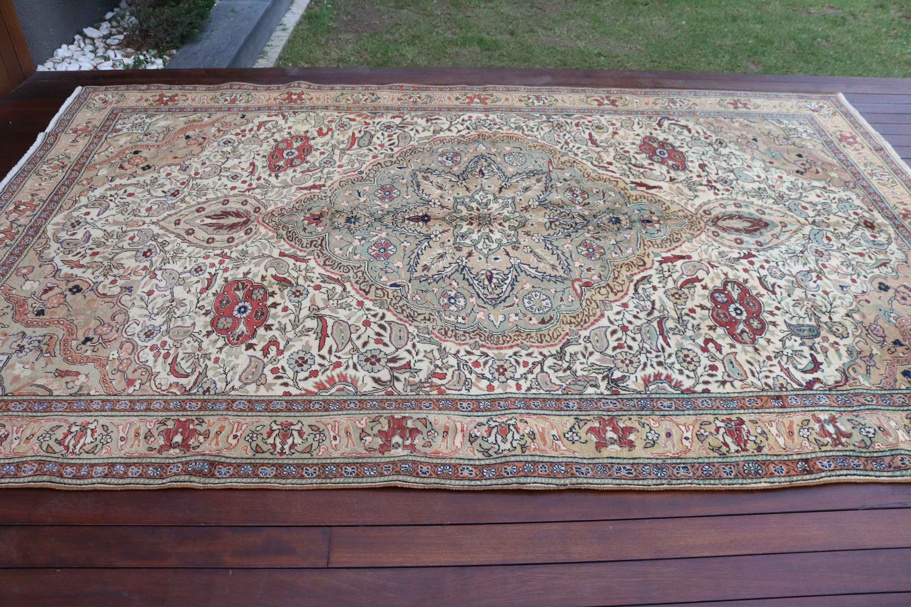 Aztek Halısı, Bej Modern Halılar, 6.5x10.3 ft Büyük Halılar, Yemek Odası Halısı, El Dokuma Halılar, Vintage Halı, Yatak Odası Halısı, Türk Halısı