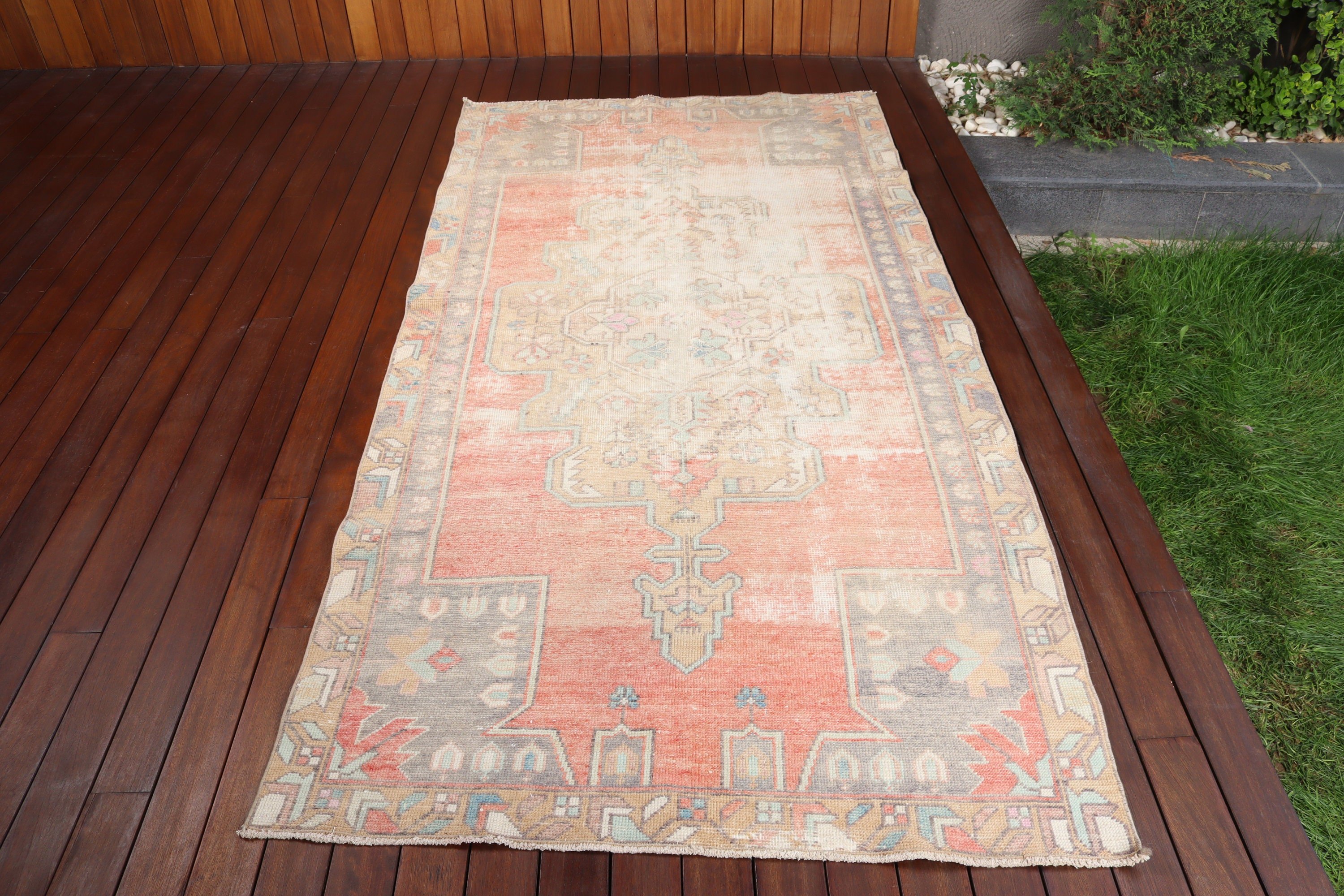 Boho Area Rug, 4x8.2 ft Area Rugs, Modern Rug, Vintage Rugs, Bedroom Rugs, Orange Statement Rug, Turkish Rugs, Statement Rug, Floor Rugs