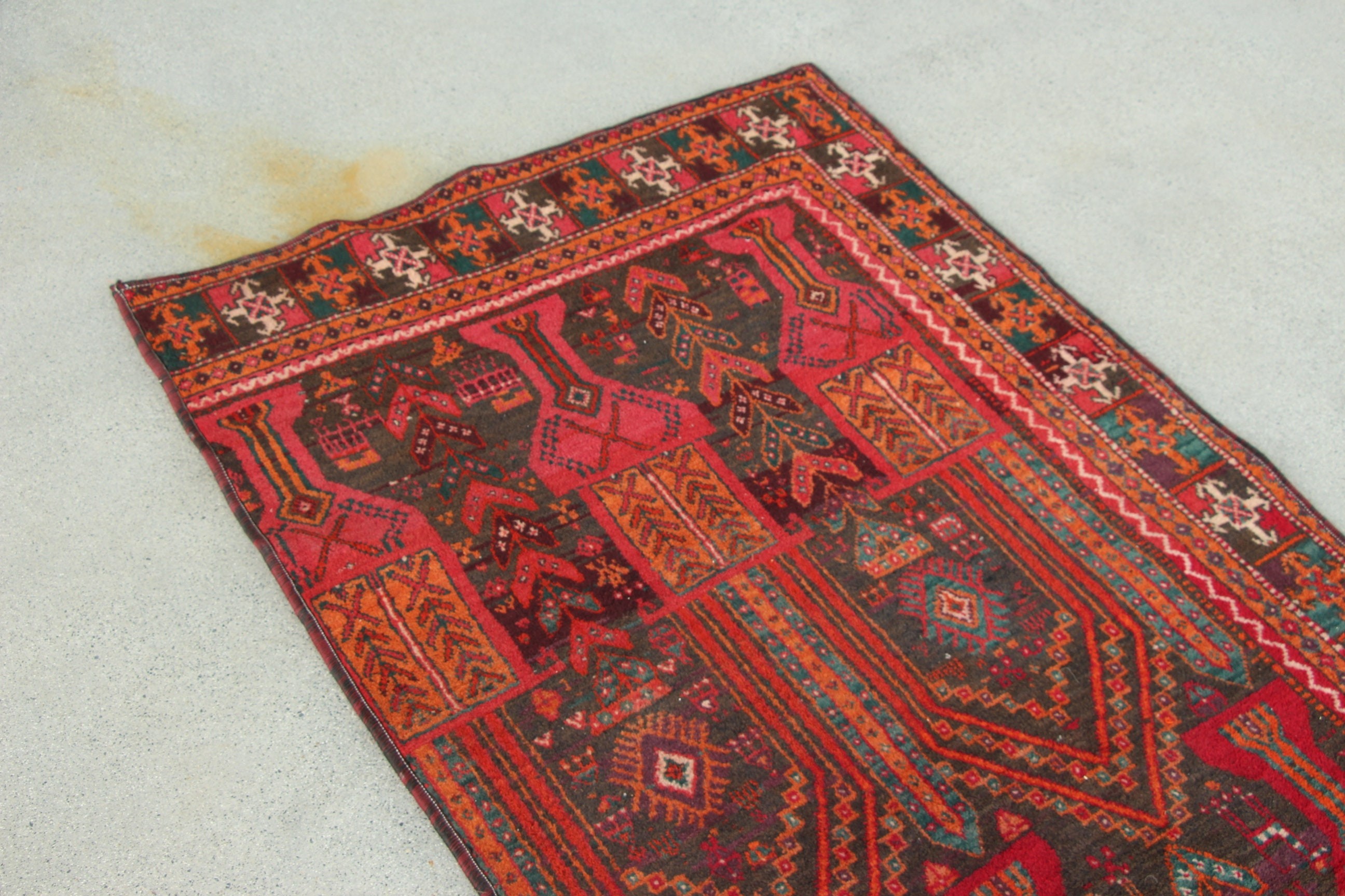 Kırmızı Boho Halılar, 2.8x7.9 ft Runner Halı, Geometrik Halılar, Mutfak Halıları, Ev Dekorasyonu Halısı, Vintage Halı, Beni Ourain Runner Halısı, Türk Halıları