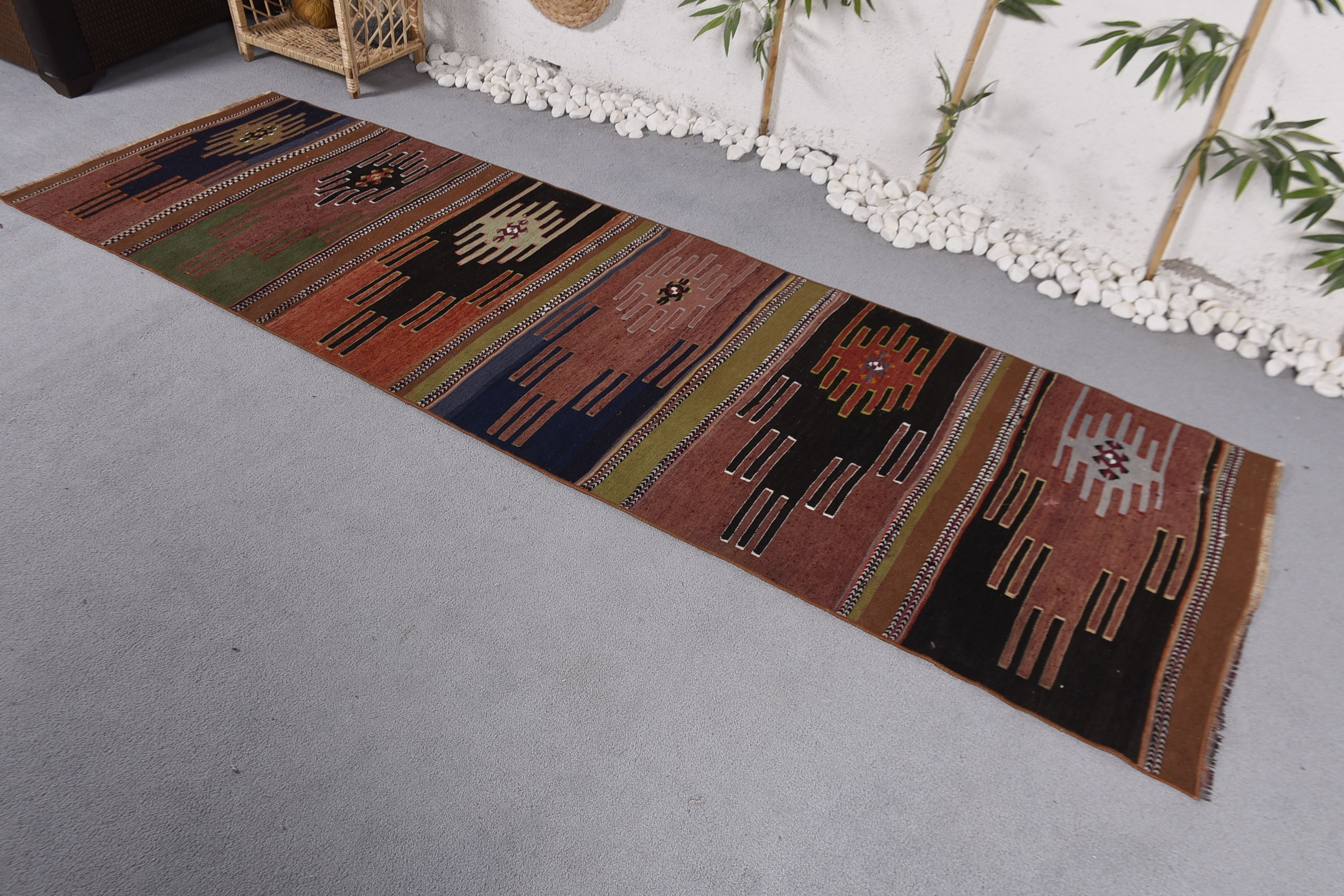 Stair Rugs, 2.6x9 ft Runner Rugs, Oriental Rug, Anatolian Rugs, Vintage Runner Rug, Turkish Rug, Tribal Rug, Black Floor Rugs, Vintage Rugs