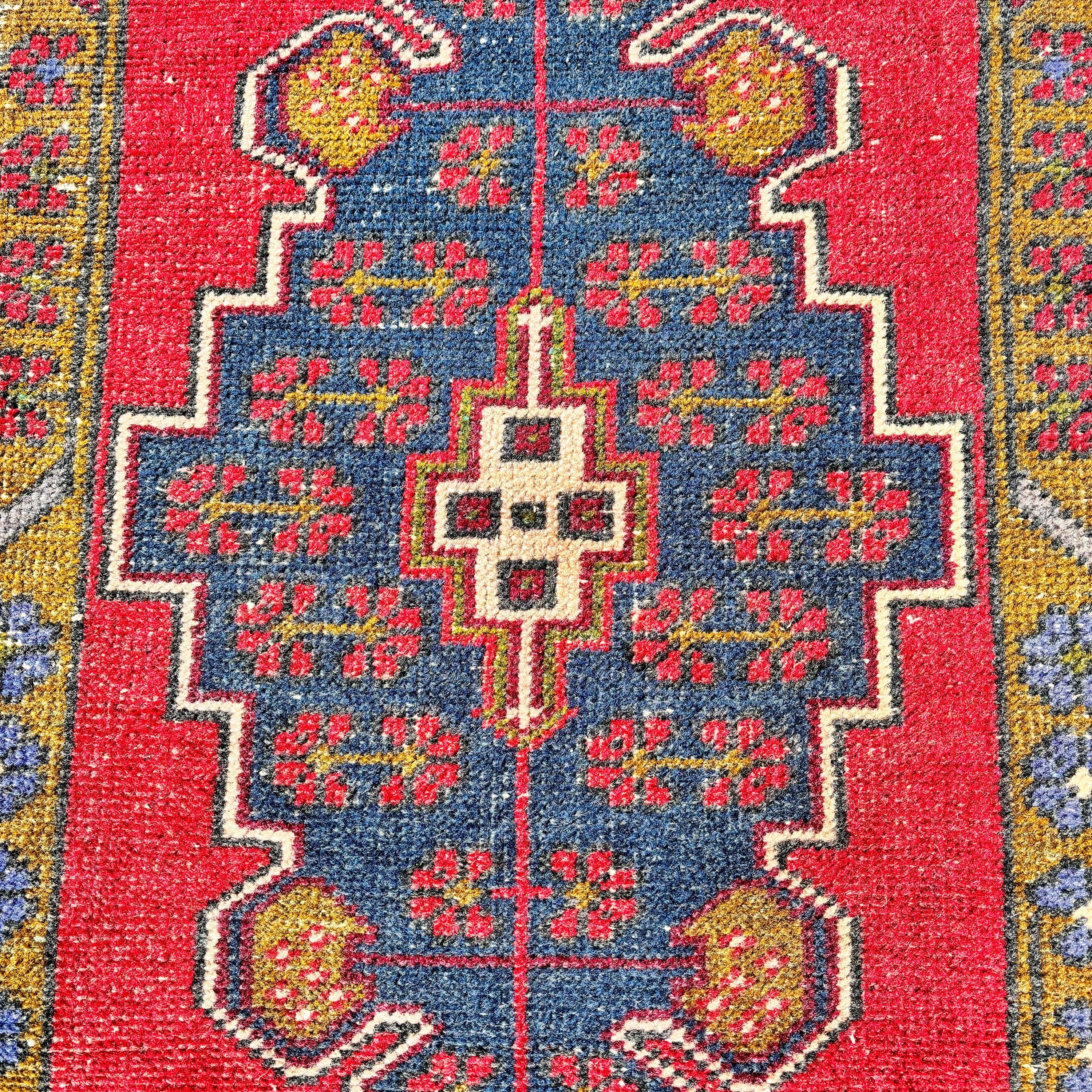 Turkish Rug, Small Boho Rugs, Bath Mat Cute Rug, 1.7x3.4 ft Small Rug, Vintage Rug, Cool Rugs, Entry Rugs, Moroccan Rug, Red Oushak Rug