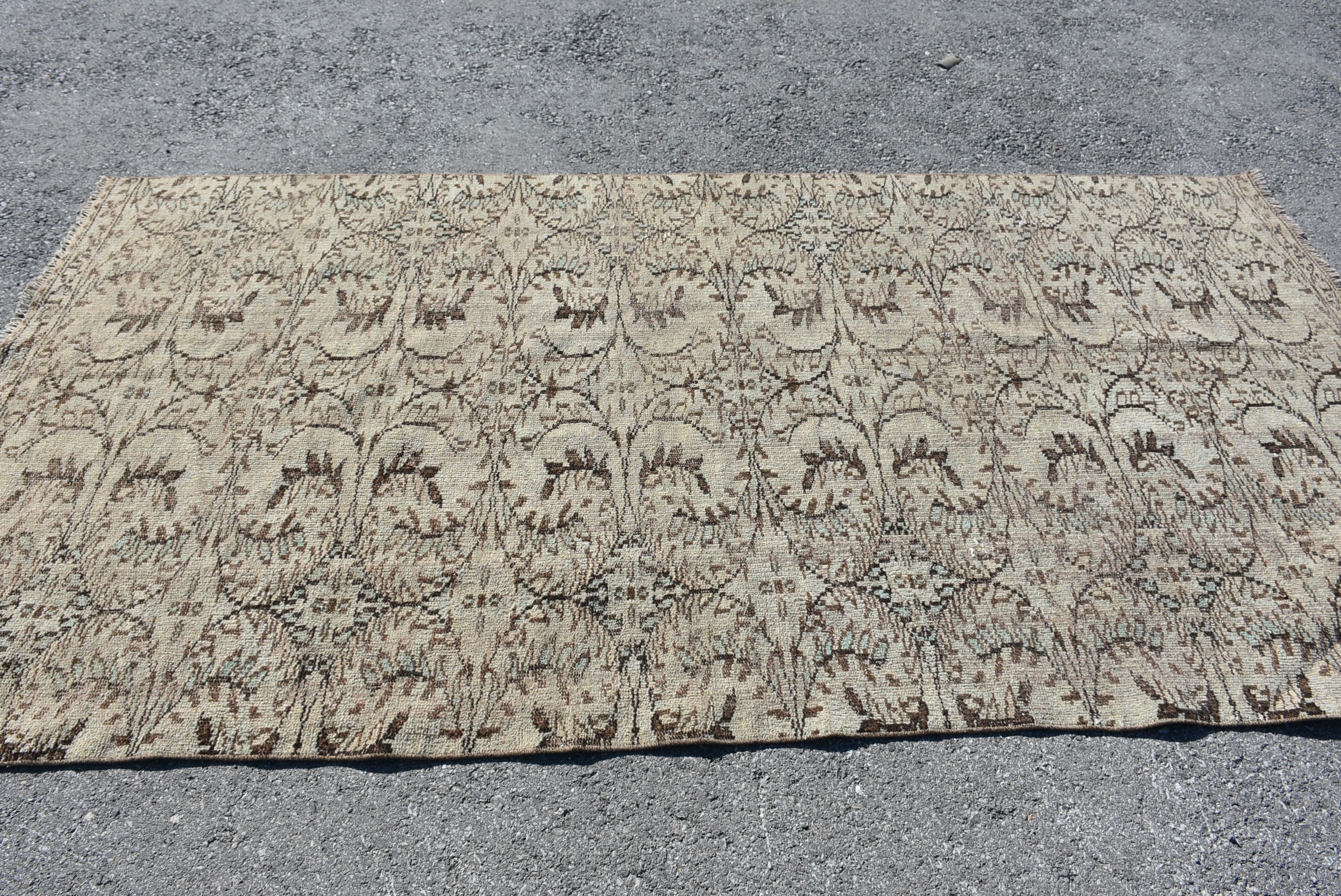 Oushak Rug, Indoor Rug, Kitchen Rug, Brown Antique Rug, Rugs for Living Room, Floor Rug, 4.6x8.6 ft Area Rug, Turkish Rug, Vintage Rug