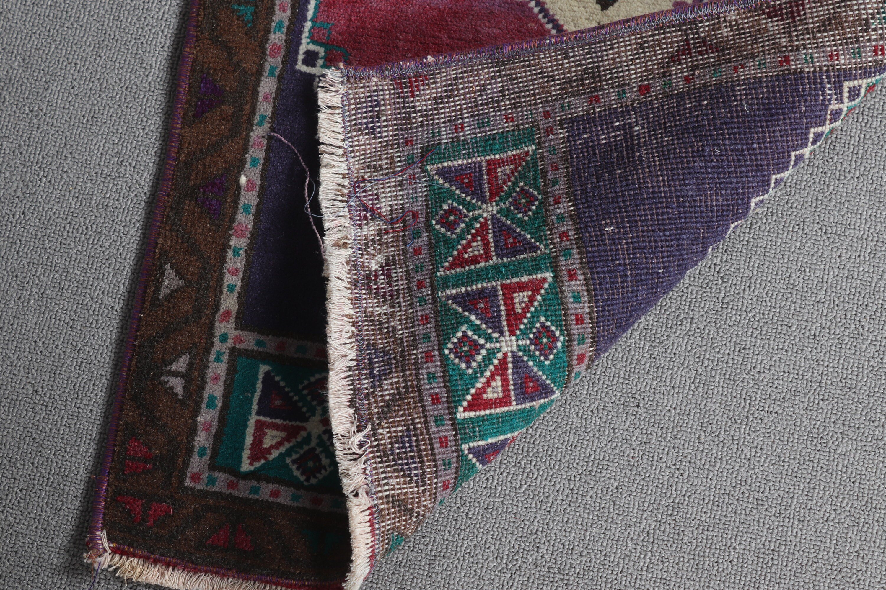 Decorative Rugs, Purple Kitchen Rugs, 1.5x3.5 ft Small Rug, Vintage Rugs, Door Mat Rug, Anatolian Rugs, Oushak Rug, Turkish Rug, Entry Rug