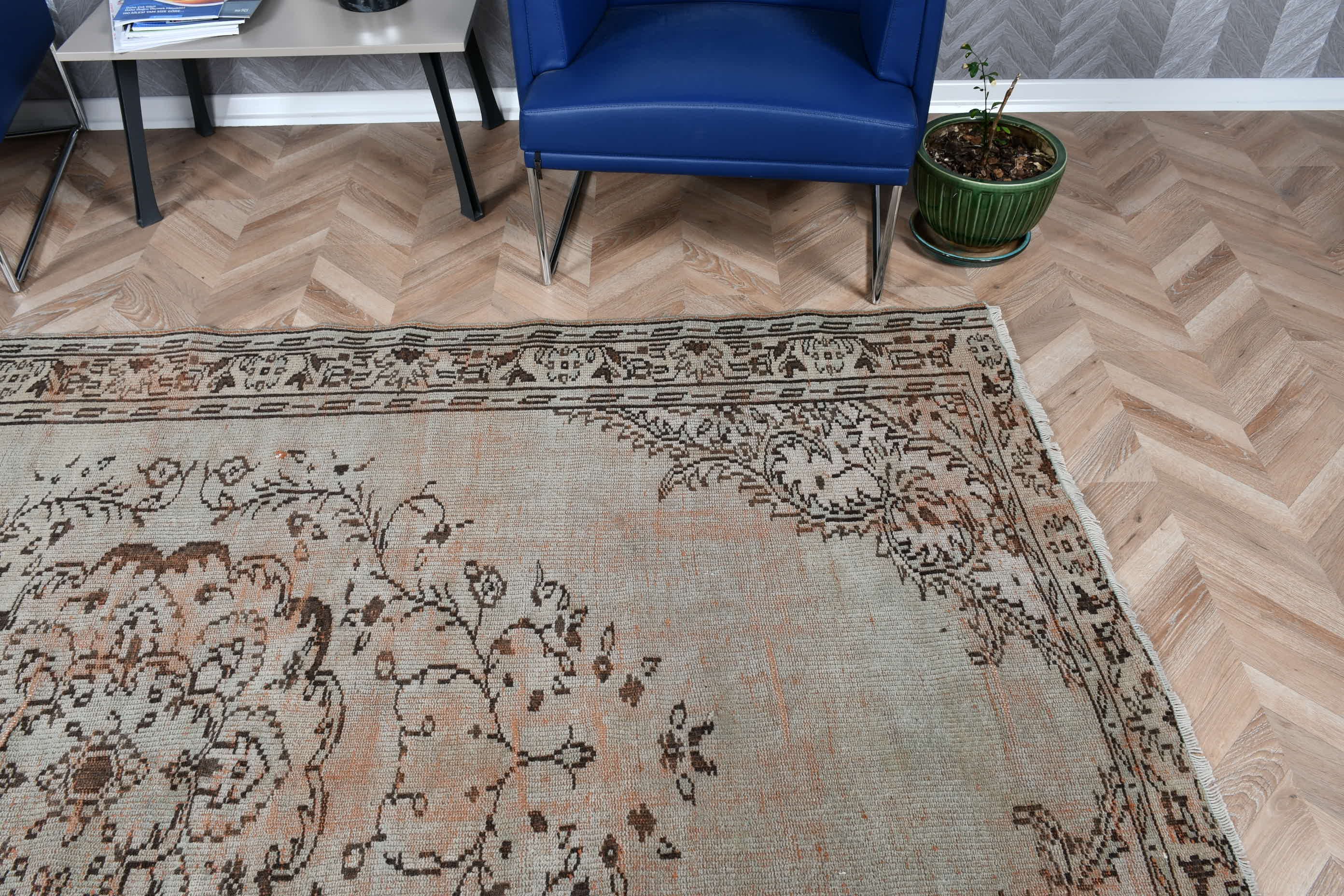 6.2x9.5 ft Büyük Halı, Vintage Halı, Türk Halısı, Yemek Odası Halısı, Fas Halısı, Ev Dekor Halısı, Yatak Odası Halısı, Sevimli Halı, Kahverengi Fas Halısı