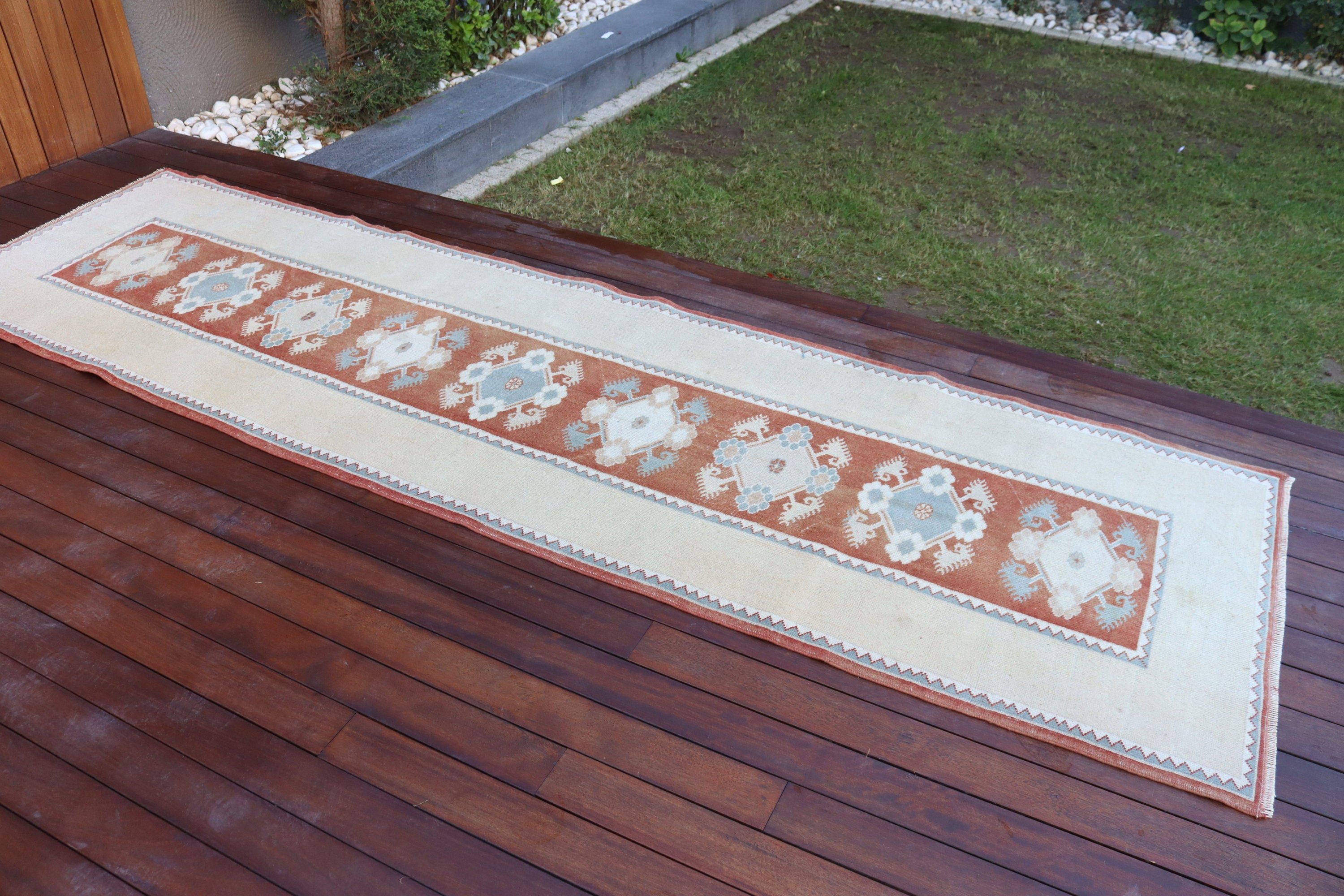 Vintage Halılar, Yer Halısı, Etnik Halılar, Düz Dokuma Halı, Türk Halıları, Koridor Halıları, Bej Antika Halılar, 2.8x9.8 ft Runner Halısı, Koridor Halısı