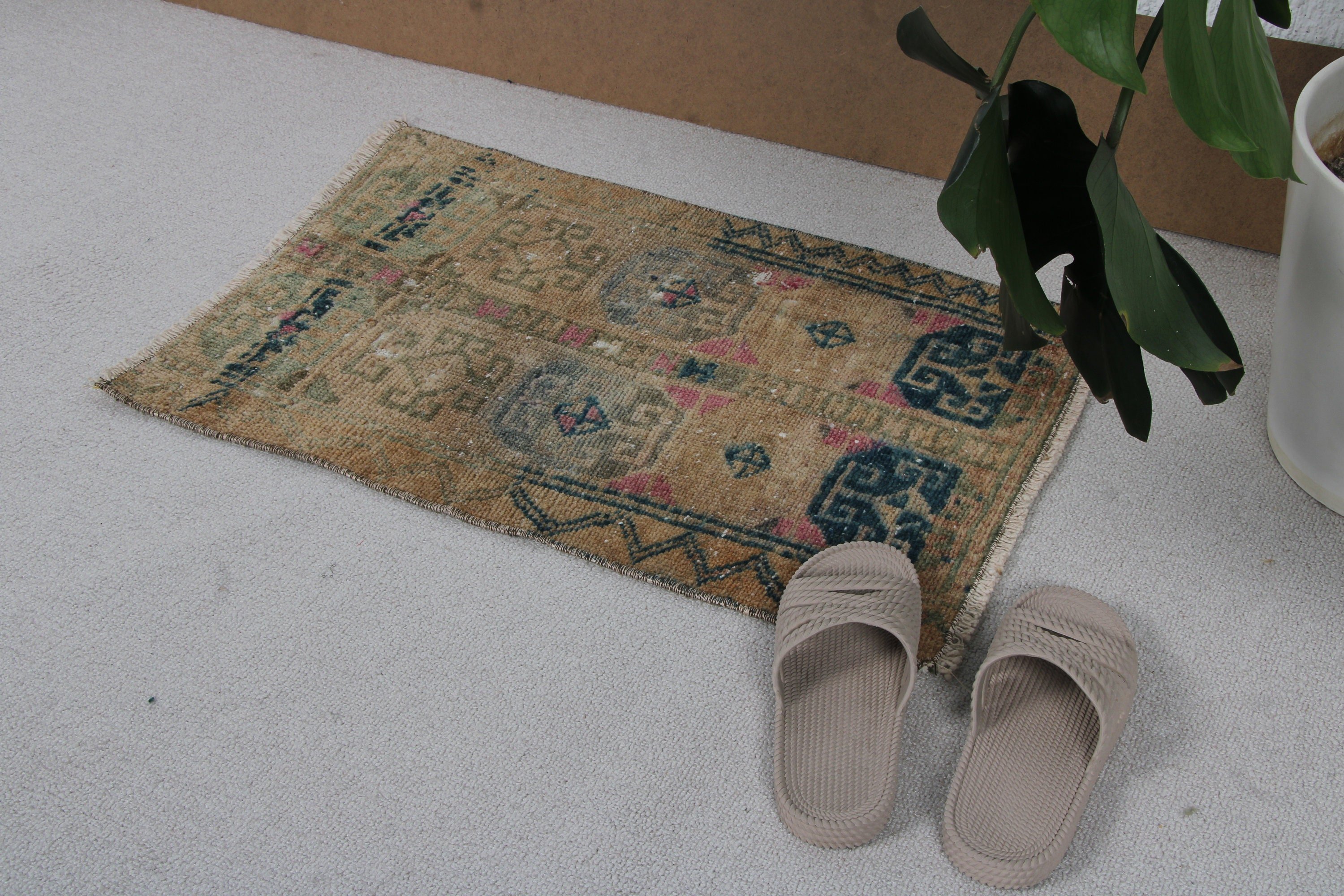 Small Vintage Rug, Oriental Rug, Turkish Rugs, Car Mat Rugs, Vintage Rugs, Turkey Rug, 1.5x2.3 ft Small Rug, Flatweave Rug, Green Floor Rug