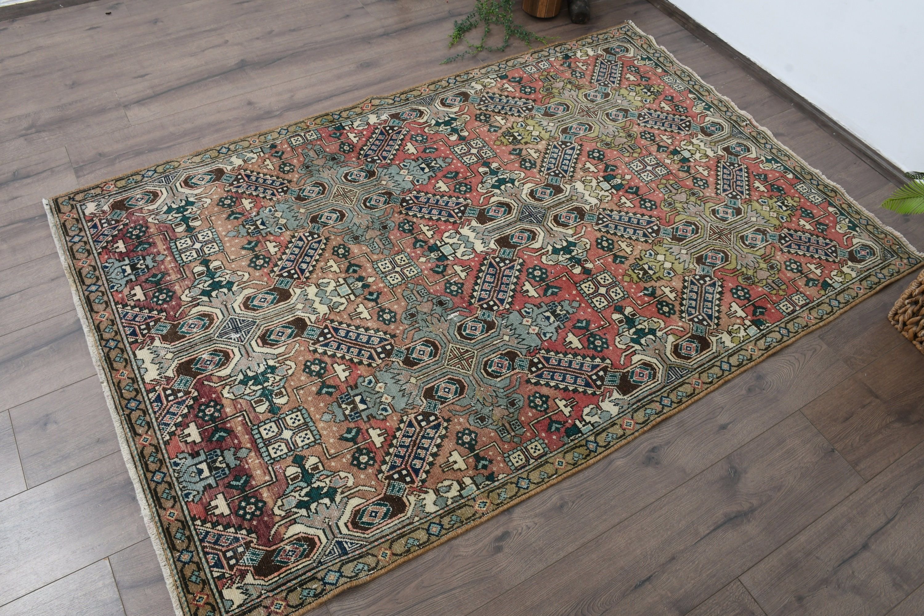 Floor Rug, Nursery Rug, Turkish Rug, Moroccan Rugs, Vintage Rug, Beige Oushak Rug, 3.9x6 ft Accent Rug, Rugs for Bedroom, Kitchen Rugs