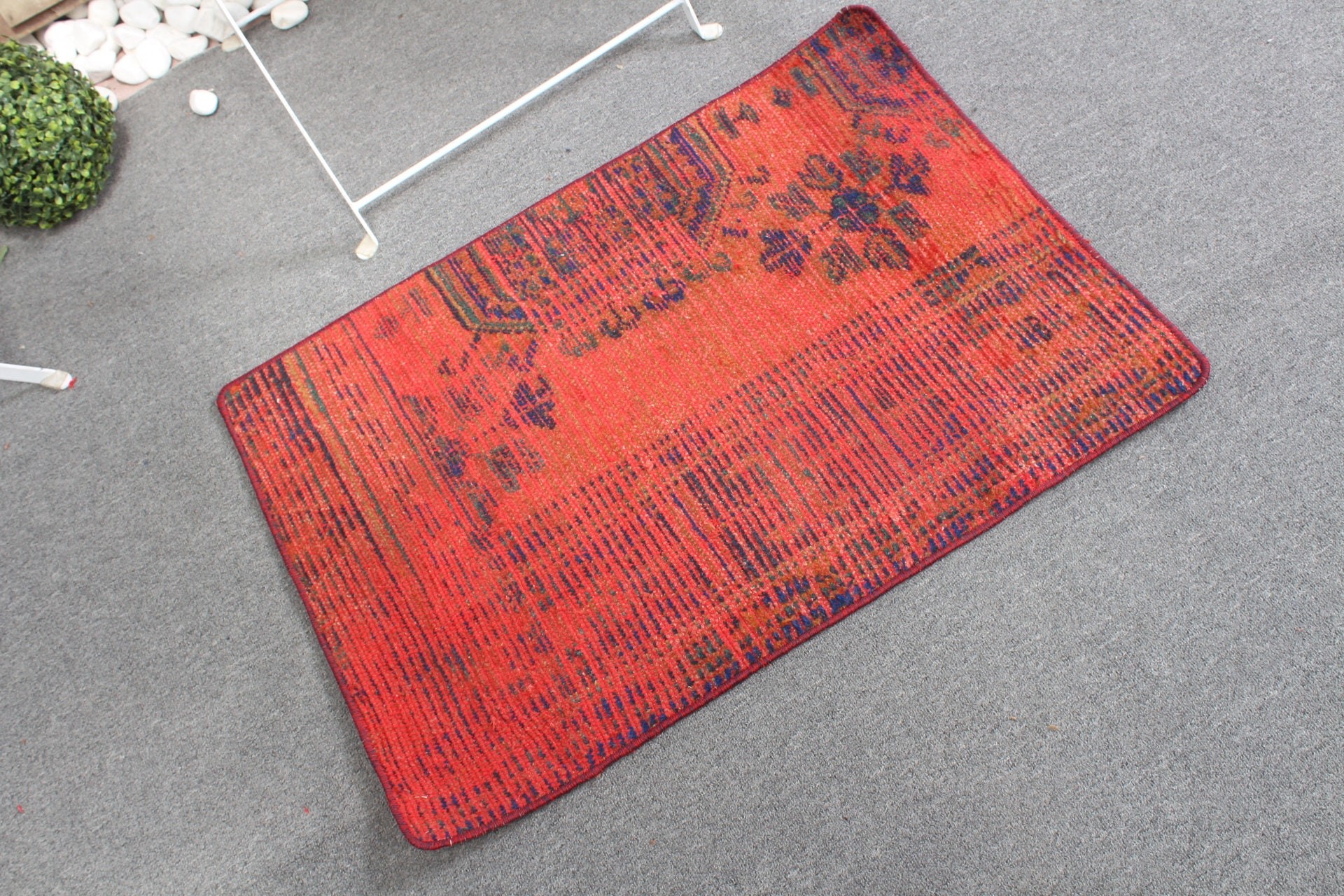 Turkish Rug, Bath Rugs, Vintage Rug, 1.9x2.7 ft Small Rugs, Ethnic Rug, Kitchen Rugs, Red Moroccan Rug, Rugs for Wall Hanging, Wool Rug