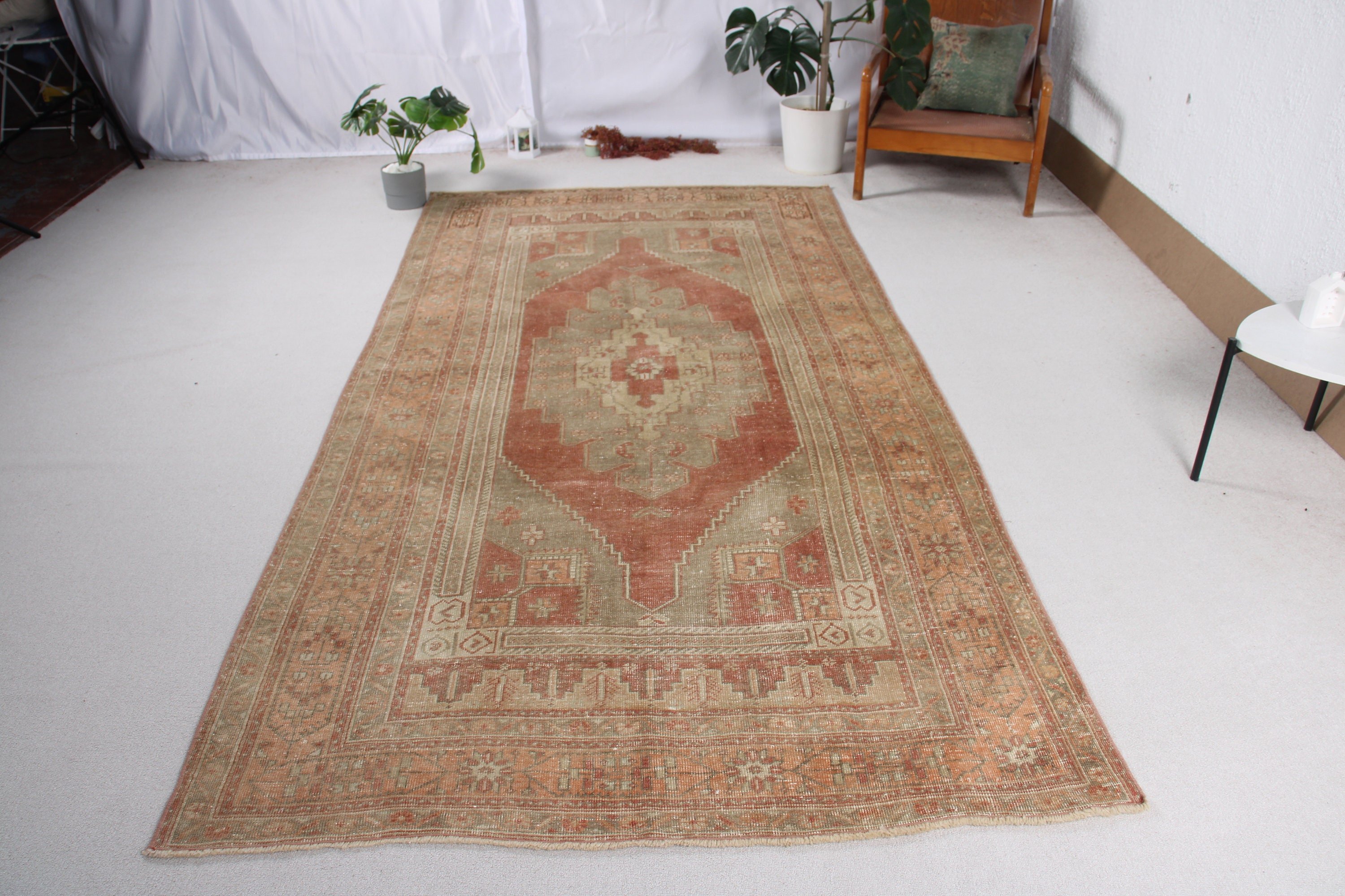 Nötr Halı, 5x10,1 ft Büyük Halılar, Antika Halılar, Yatak Odası Halıları, Türk Halıları, Dekoratif Halı, Büyük Boho Halı, Yeşil Modern Halı, Vintage Halılar