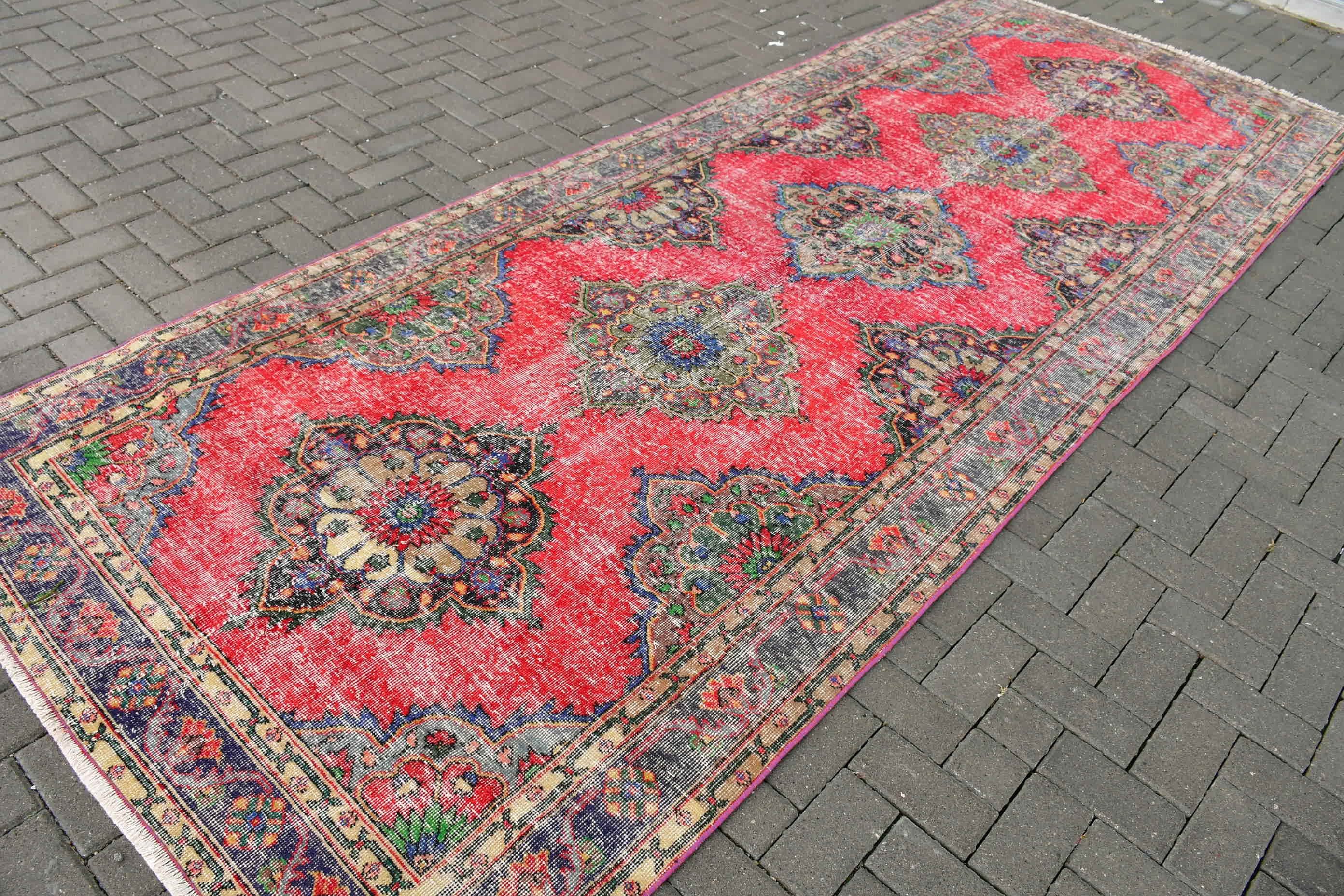 Kitchen Rug, Antique Rugs, Rugs for Stair, 4.7x12.9 ft Runner Rugs, Oriental Rugs, Turkish Rugs, Red Antique Rug, Vintage Rugs, Stair Rugs