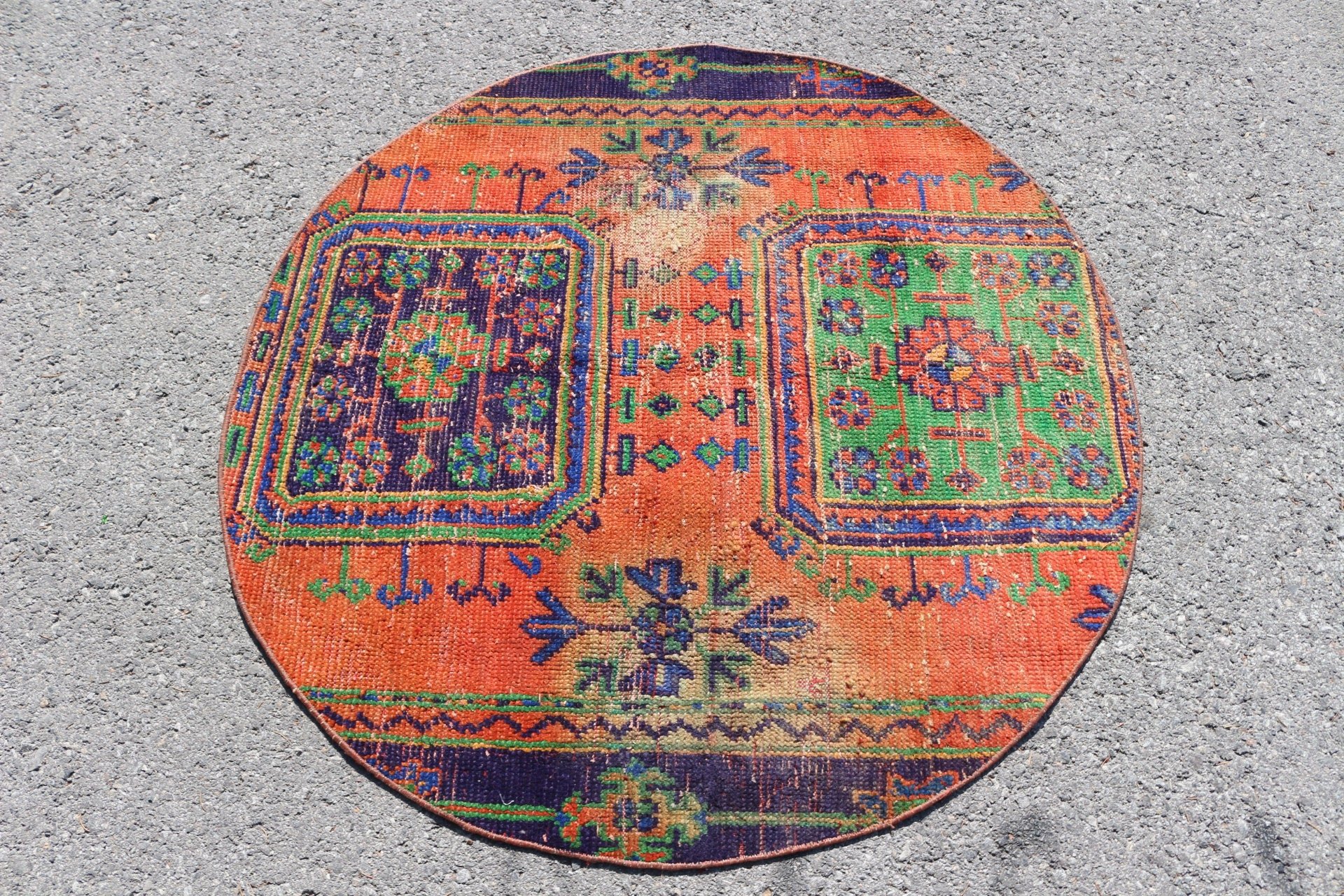 Oriental Rug, Orange Oriental Rugs, Art Rugs, Turkish Rugs, Bedroom Rug, Vintage Rug, Nursery Rug, Antique Rug, 3.7x3.6 ft Small Rug