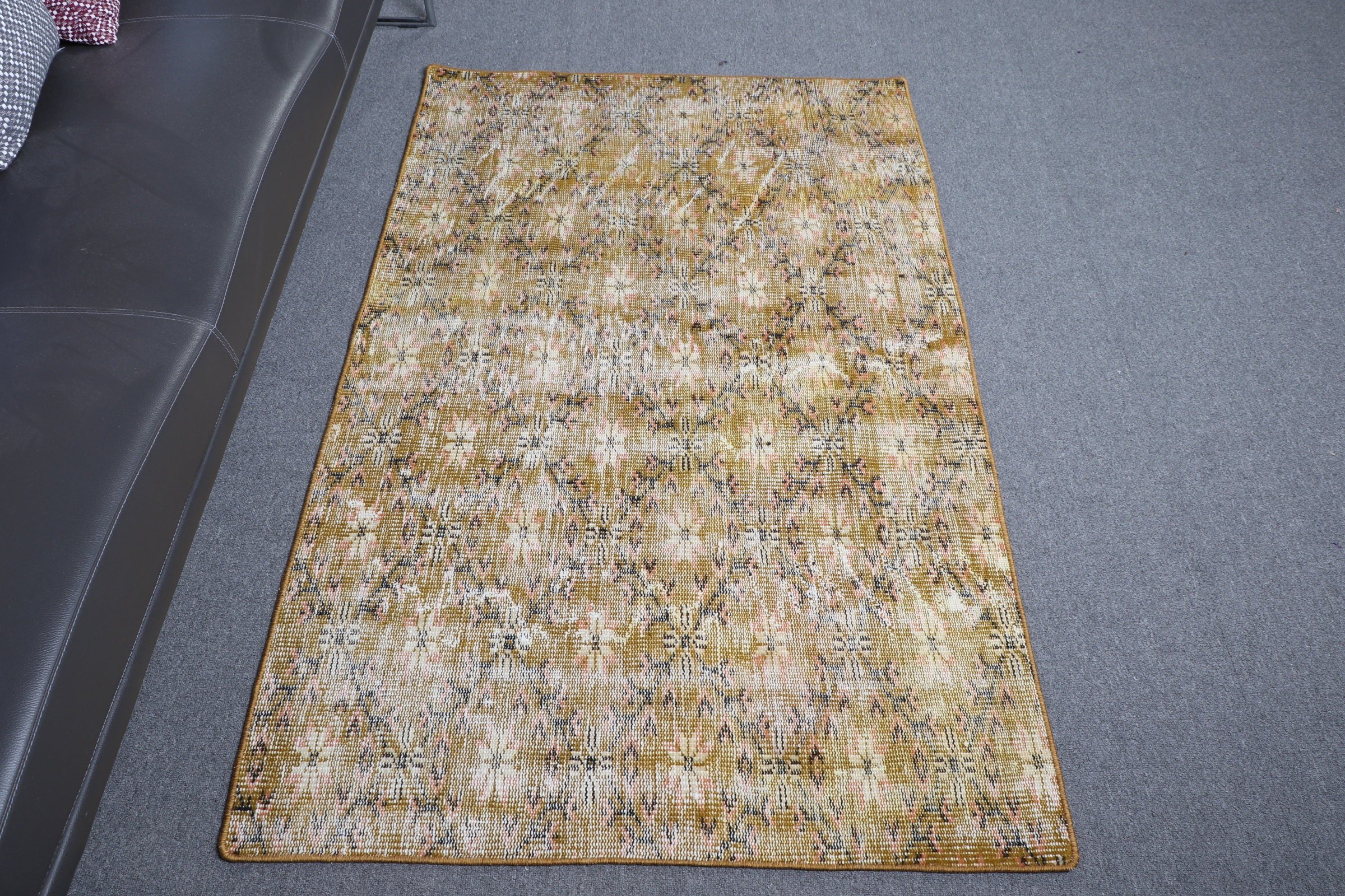 3.3x5.4 ft Accent Rug, Rugs for Bedroom, Yellow Oushak Rug, Vintage Rug, Kitchen Rug, Floor Rugs, Turkish Rug, Nursery Rugs, Bedroom Rug