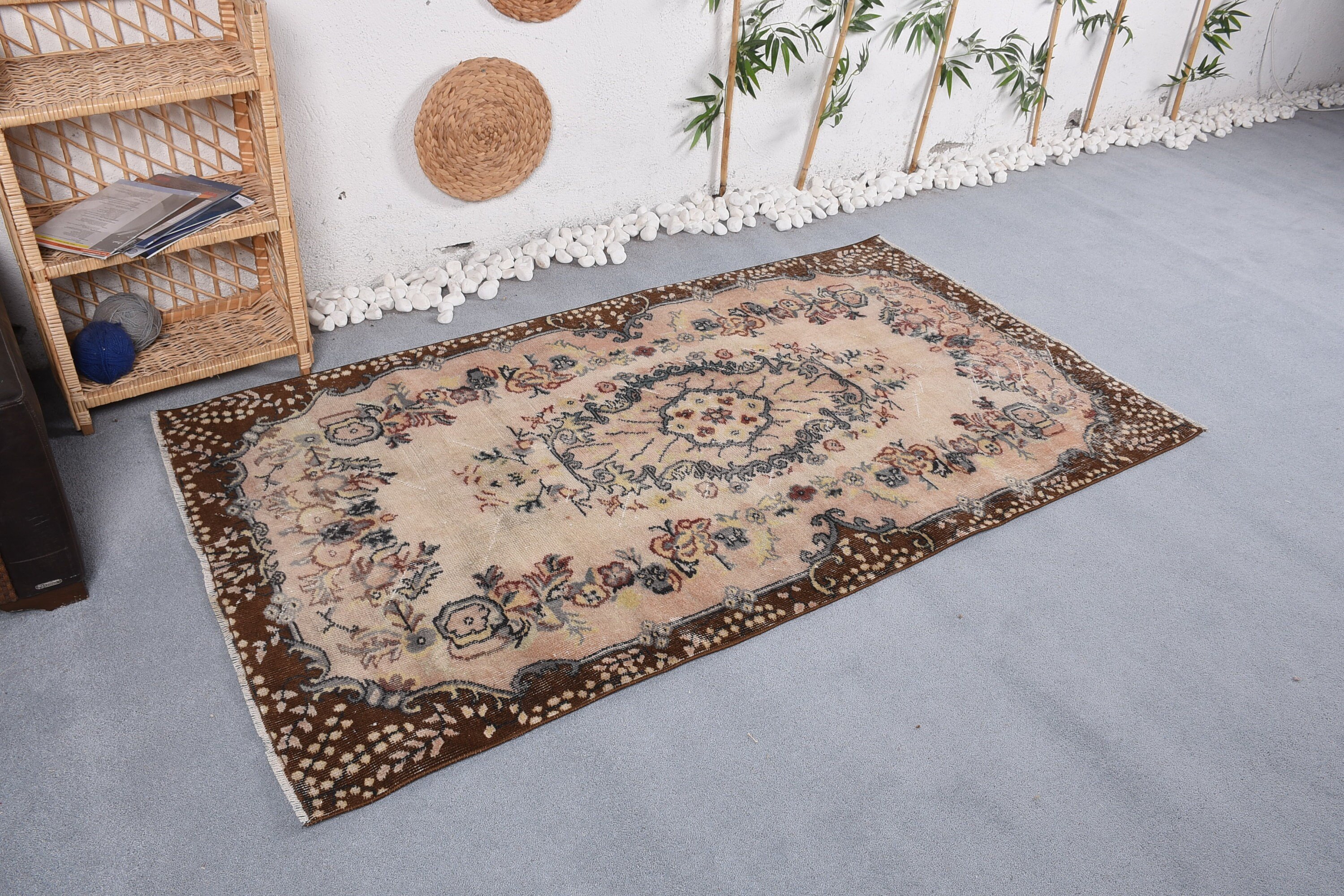 Dining Room Rug, Cool Rugs, 3.7x6.6 ft Area Rugs, Oriental Rug, Turkish Rugs, Vintage Rug, Art Rug, Beige Home Decor Rug, Floor Rug