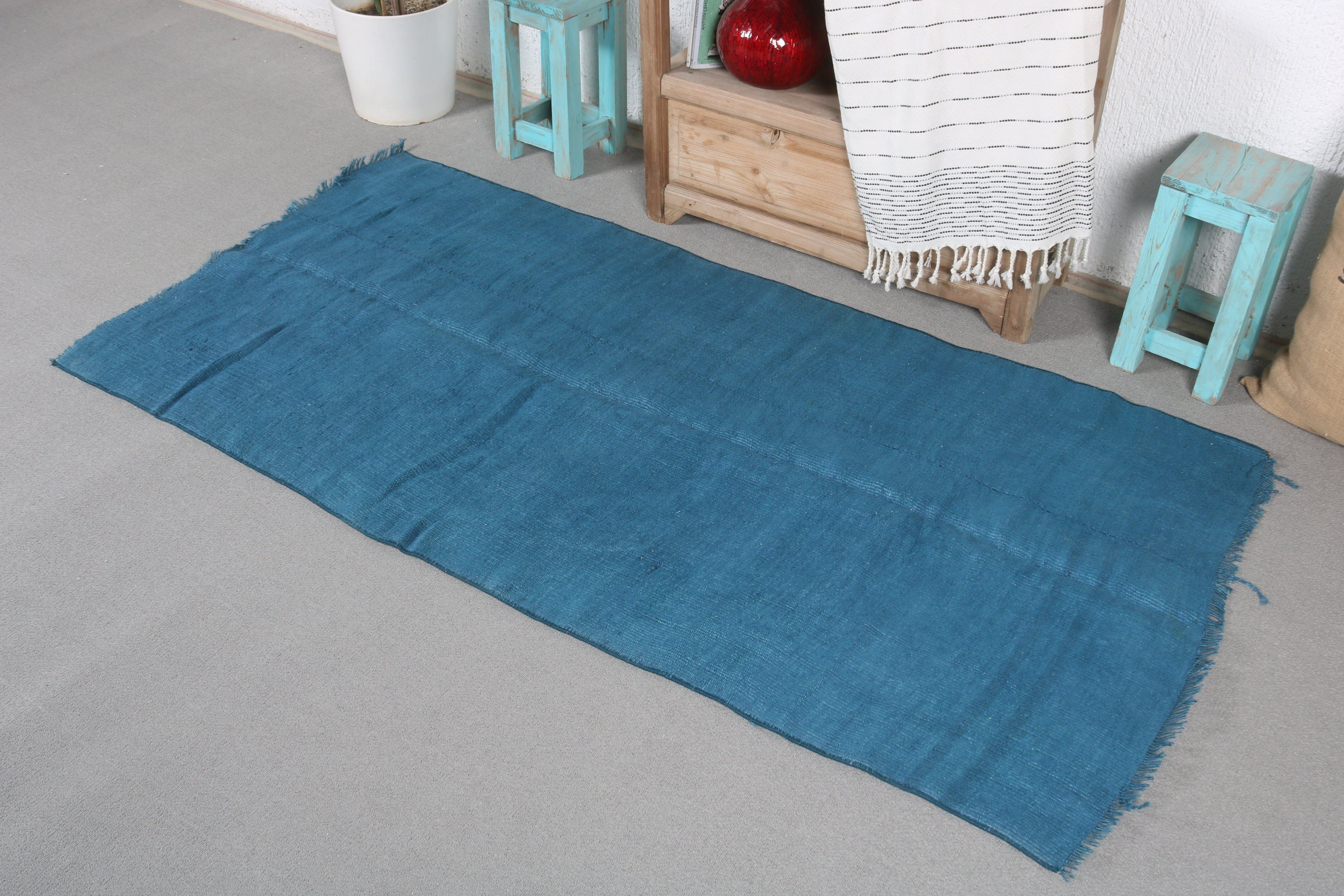 Vintage Rug, Floor Rug, Wool Rug, Turkish Rug, Nursery Rug, Blue Floor Rug, 2.9x6 ft Accent Rug, Bedroom Rugs, Pastel Rug, Rugs for Nursery