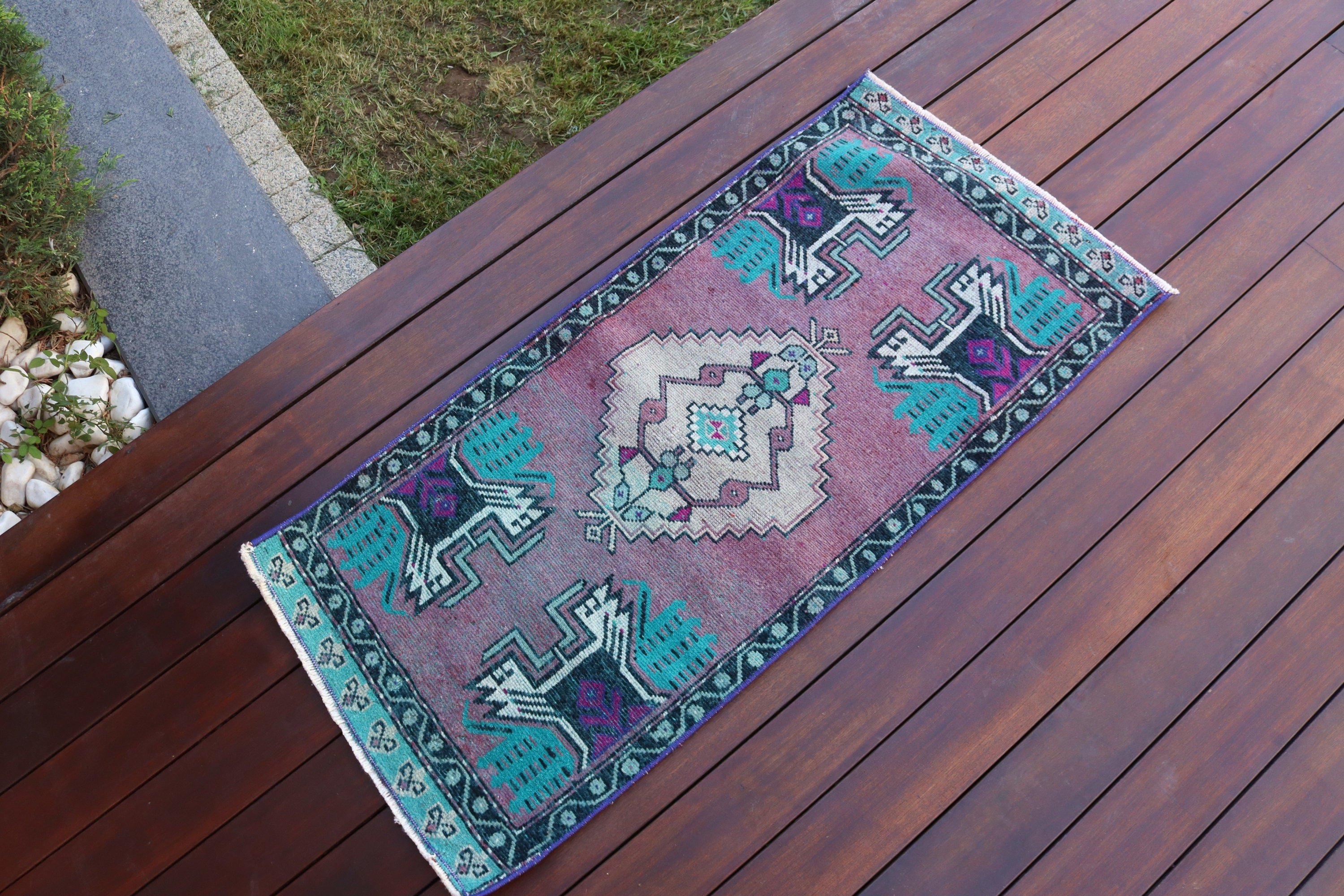 Decorative Rugs, Purple Antique Rug, Boho Rug, Wall Hanging Rugs, Bath Rugs, Oushak Rugs, Vintage Rugs, 1.6x3.3 ft Small Rugs, Turkish Rugs