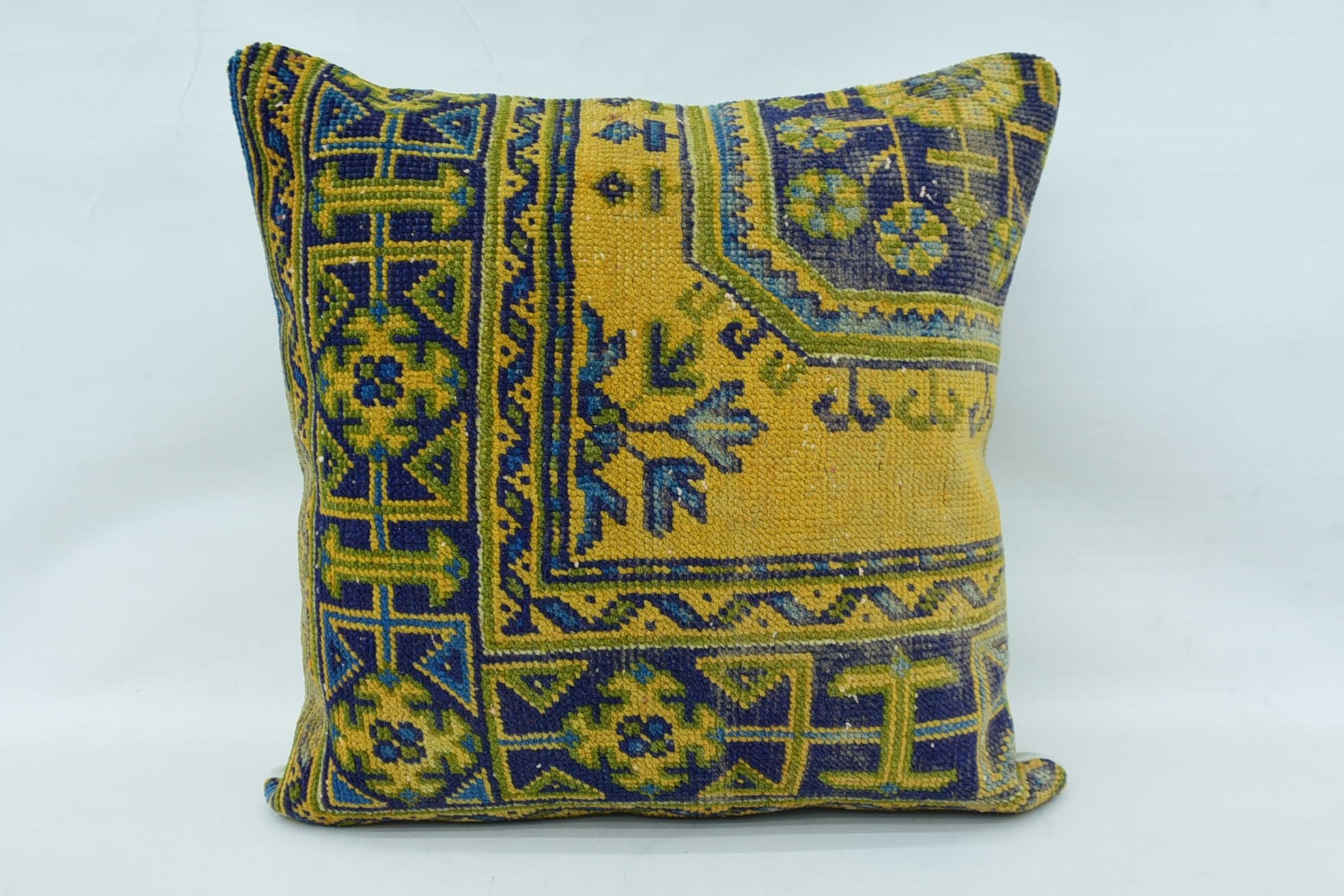 28"x28" Blue Pillow Sham, Pillow for Couch, Accent Throw Pillow Cover, Vintage Kilim Pillow, Boho Pillow Sham Cover