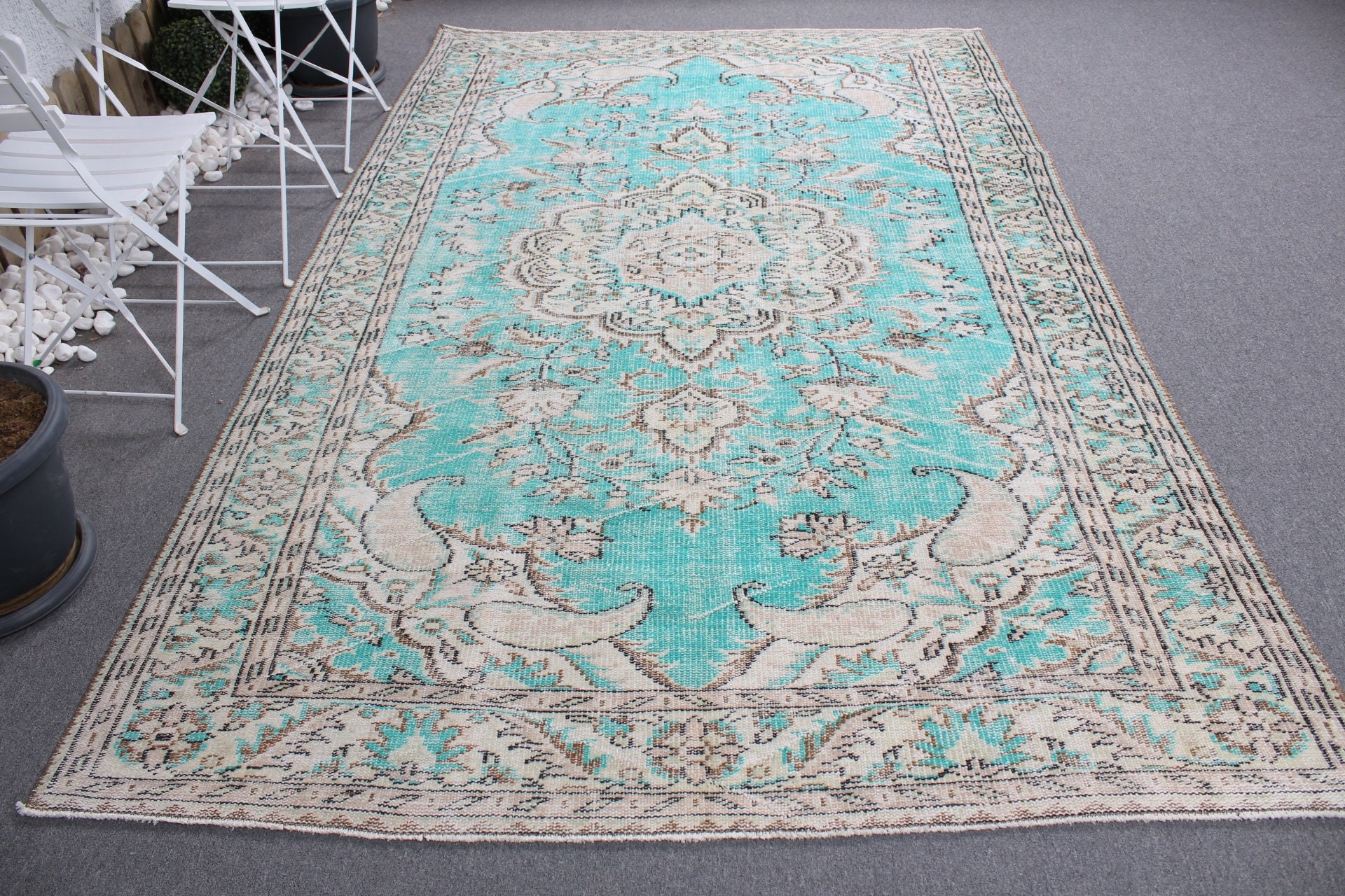 6.2x9.8 ft Large Rugs, Green Kitchen Rug, Salon Rug, Tribal Rug, Kitchen Rugs, Rugs for Dining Room, Bedroom Rug, Vintage Rug, Turkish Rug