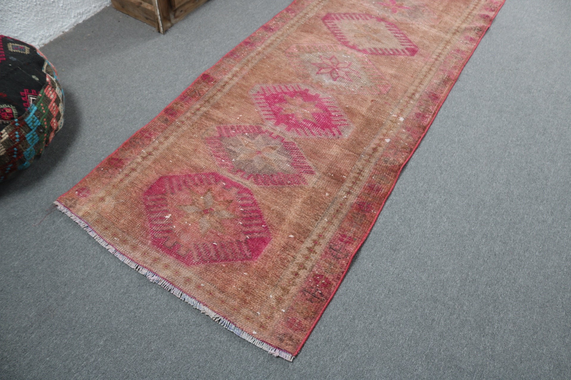 Bedroom Rug, Vintage Rugs, Brown Home Decor Rugs, 3.1x11 ft Runner Rug, Neutral Rug, Rugs for Stair, Turkish Rugs, Vintage Runner Rugs