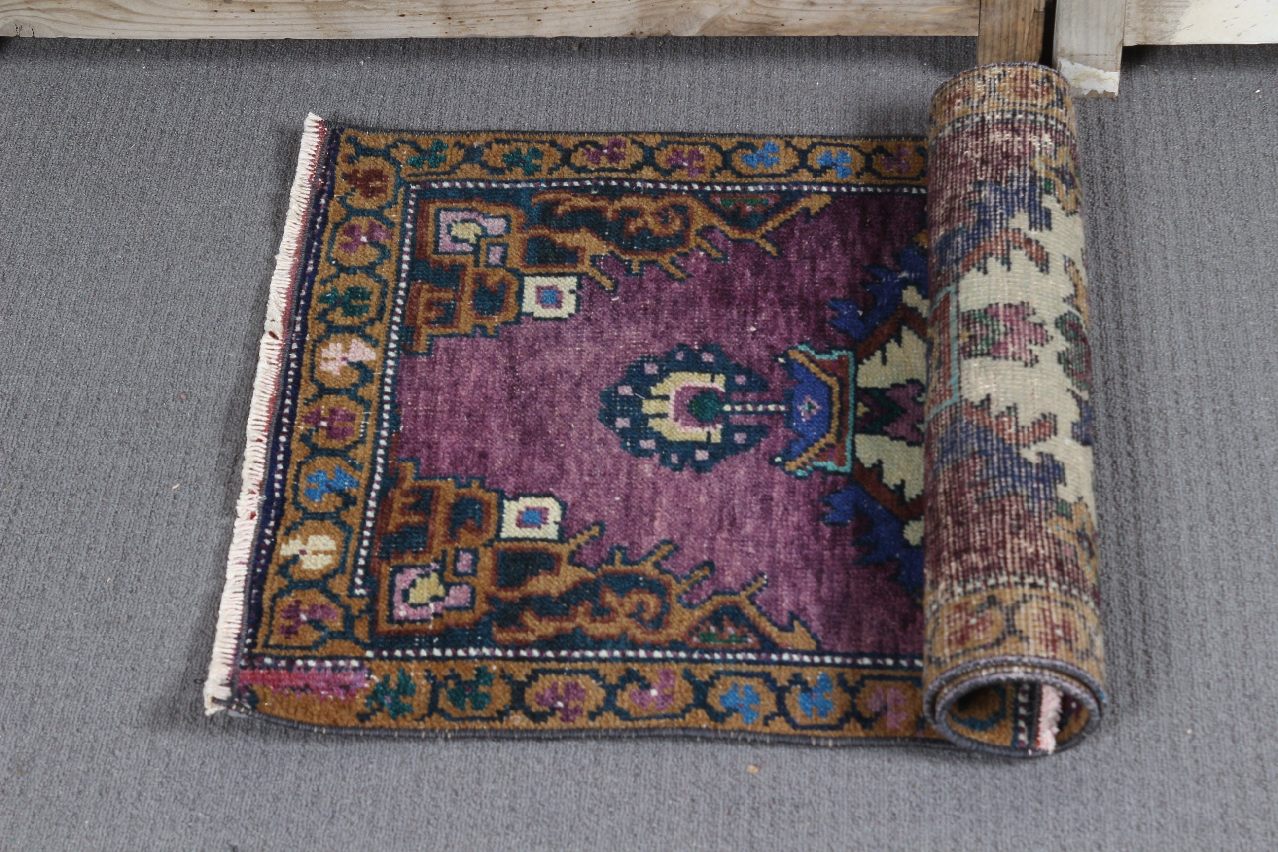 Yatak Odası Halısı, Oryantal Halı, Mor Antika Halı, Vintage Halı, 1.8x3.1 ft Küçük Halı, Araba Paspas Halıları, Yün Halı, Türk Halısı, Banyo Halısı