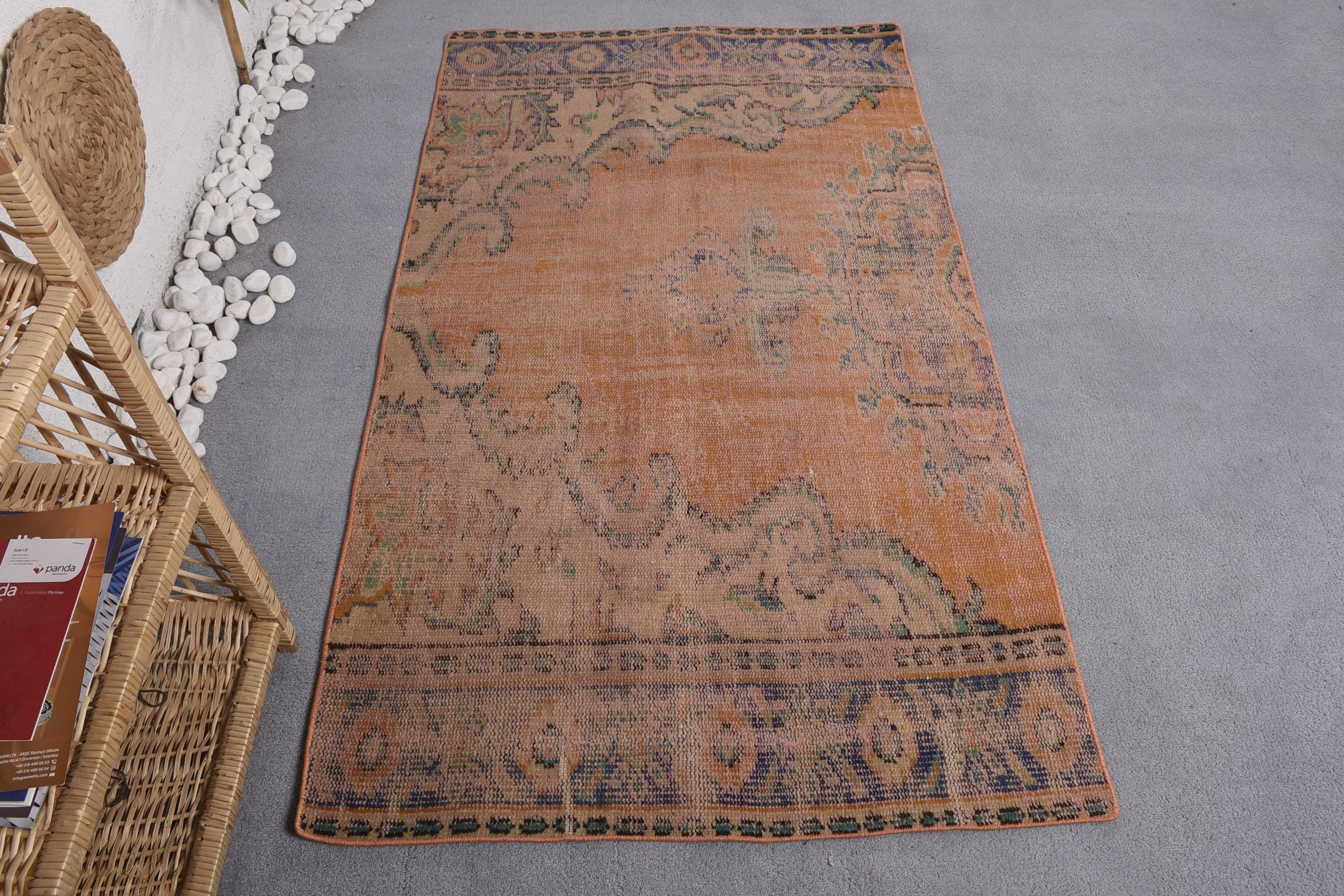 Turkish Rug, Kitchen Rugs, Entry Rug, Vintage Rugs, Luxury Rug, Orange Moroccan Rug, Boho Rugs, 3.3x5.7 ft Accent Rug, Vintage Accent Rugs