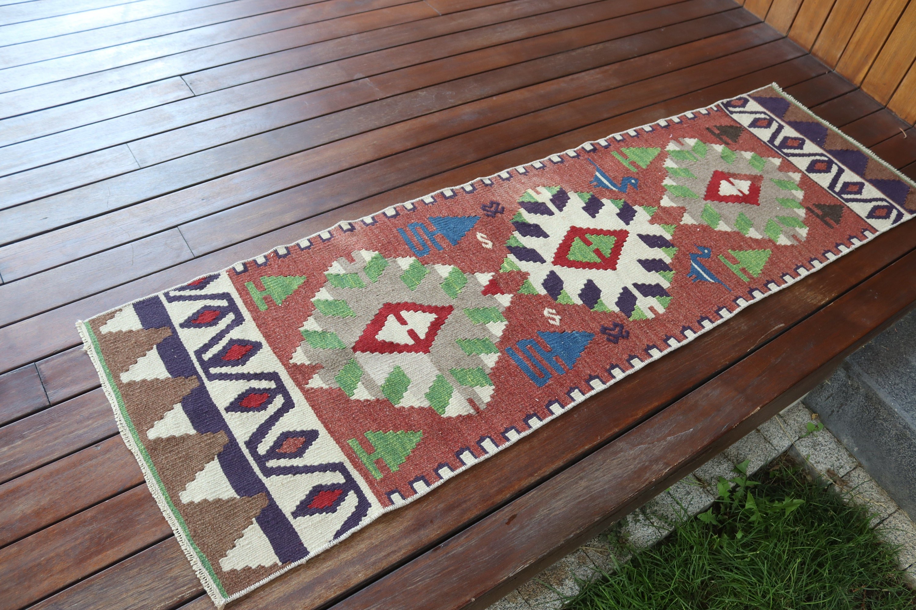 Yer Halıları, Boho Halısı, Mutfak Halıları, Kırmızı 1.7x5.7 ft Runner Halısı, Antika Halılar, Aztek Halısı, Türk Halısı, Merdiven Halısı, Vintage Halılar