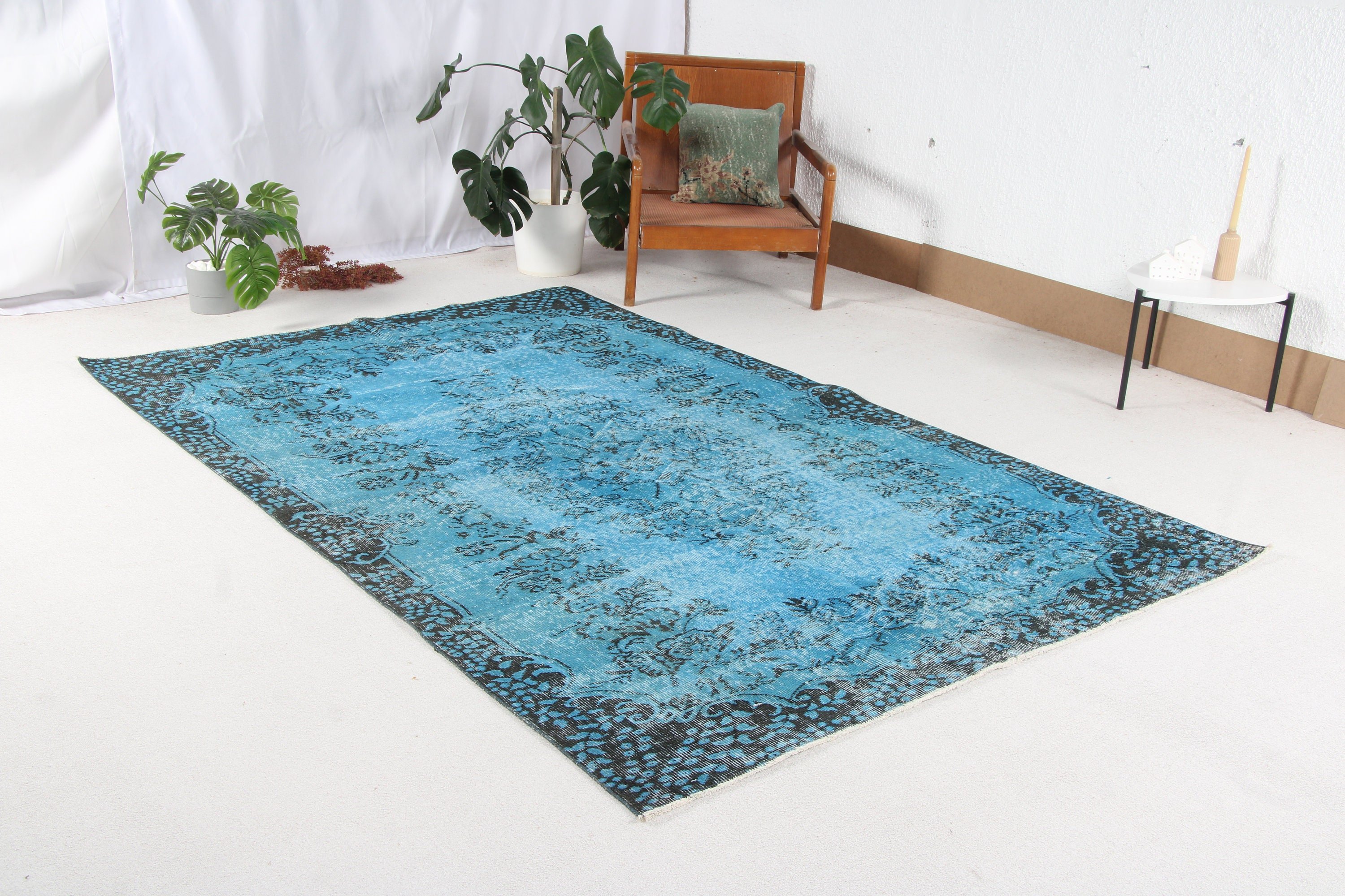 Vintage Halılar, Oturma Odası Halıları, 5.8x8.9 ft Büyük Halı, Türk Halısı, Mavi Fas Halıları, Antika Halı, Salon Halıları, Yer Halıları, Açıklama Halıları